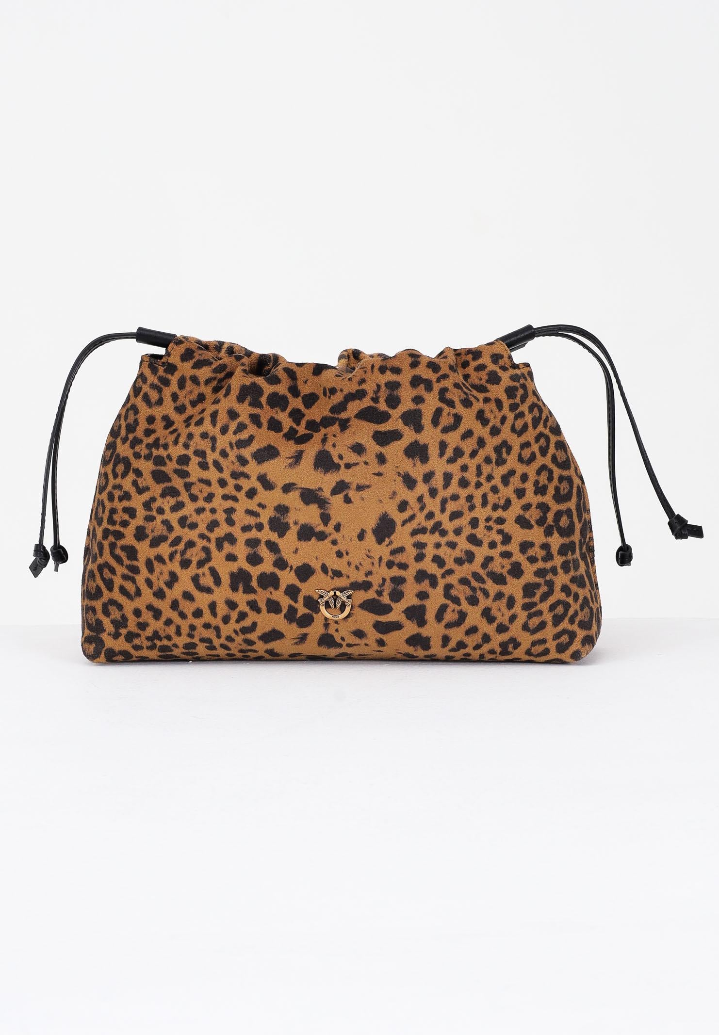 PINKO Clutch cammello da donna in suede animalier 105907A32A M35Q PINKO