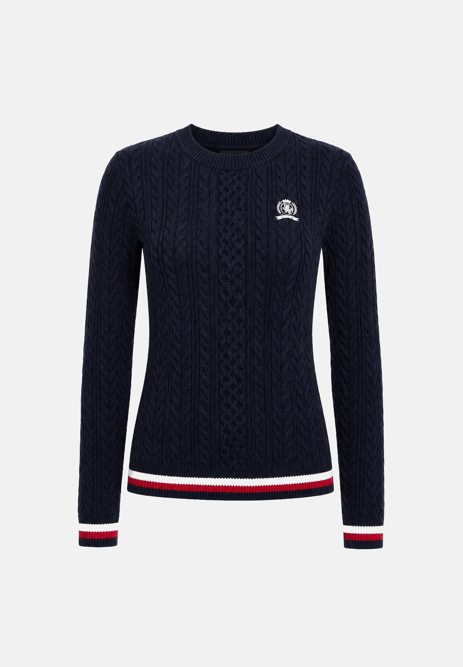 TOMMY JEANS pullover girocollo TJW RWB Tipping Sweater Dark Night Navy blu navy donna. DW0DW22933 C1G TOMMY JEANS