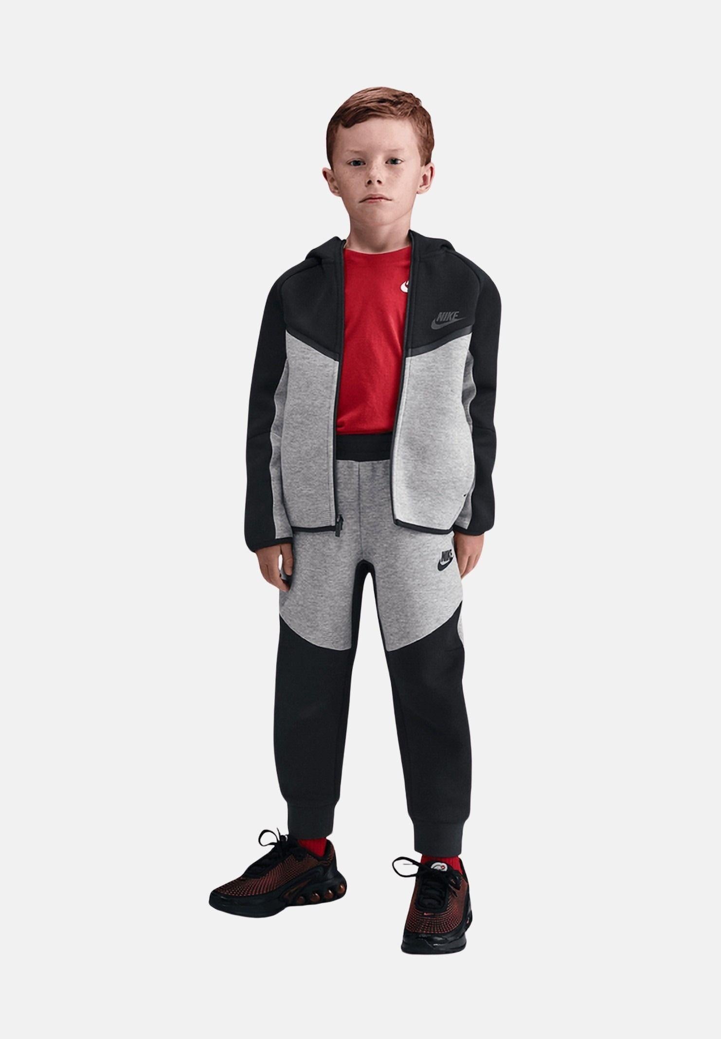 NIKE Tuta Tech Fleece nera e grigia per bambino e bambina 86M880 K90 NIKE