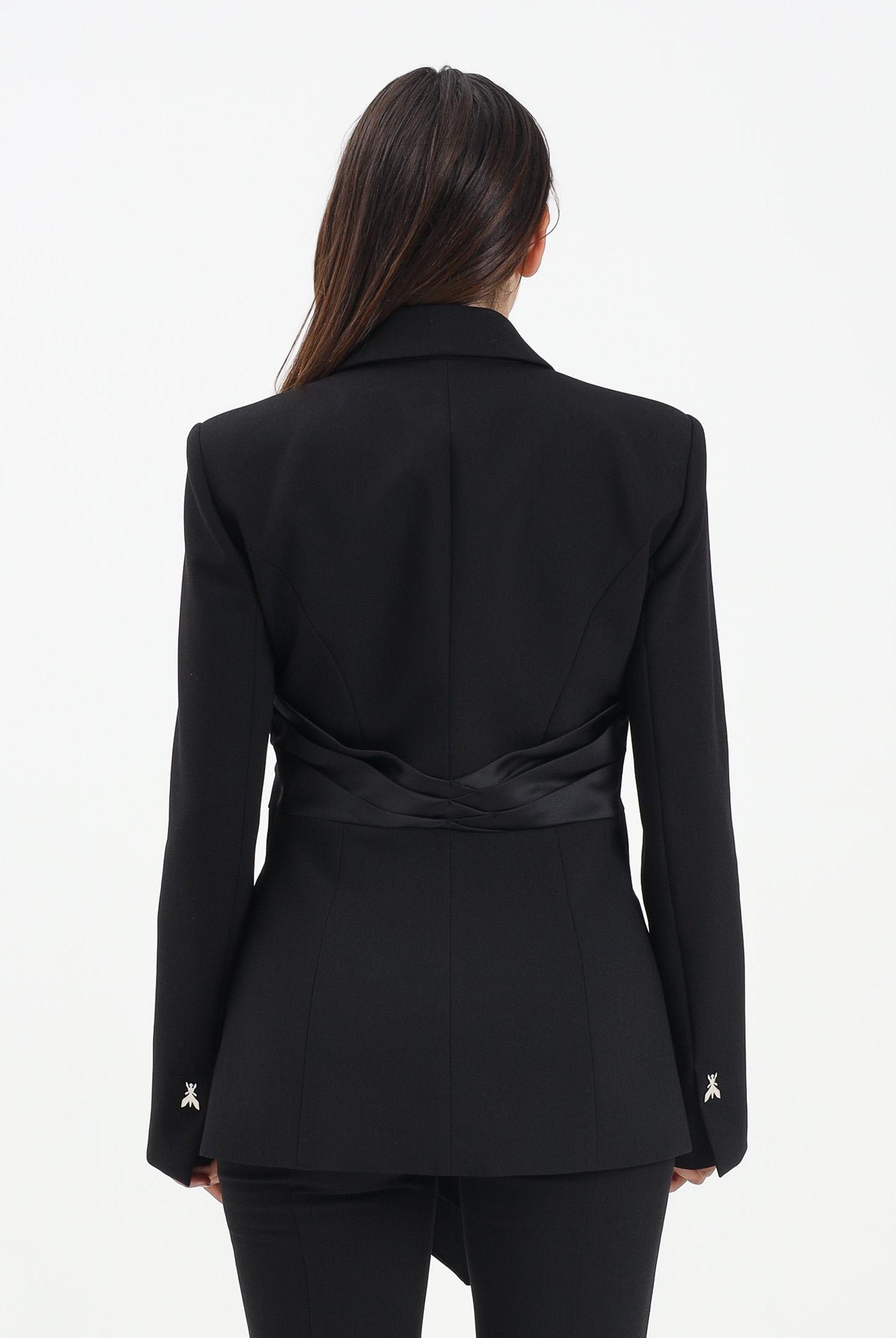 PATRIZIA PEPE Giacca nera da donna con drappeggio 2S1541A663 K103 PATRIZIA PEPE