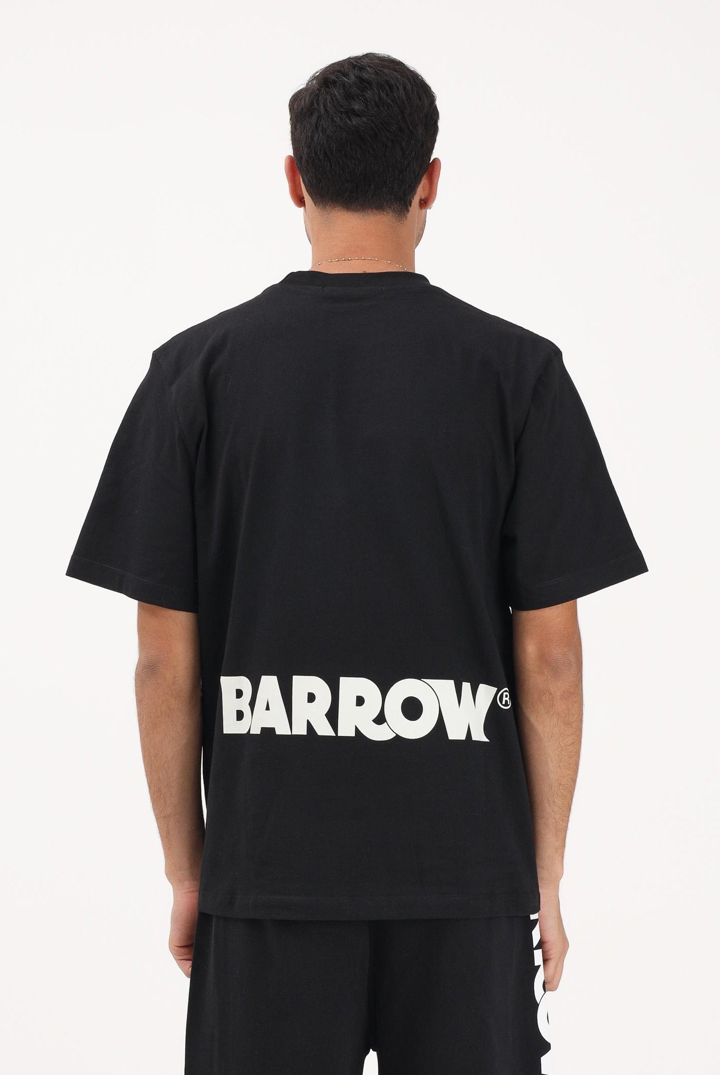 BARROW T-shirt a manica corta nera per uomo e donna con stampa sul retro S6BWUATH003 11006 BARROW