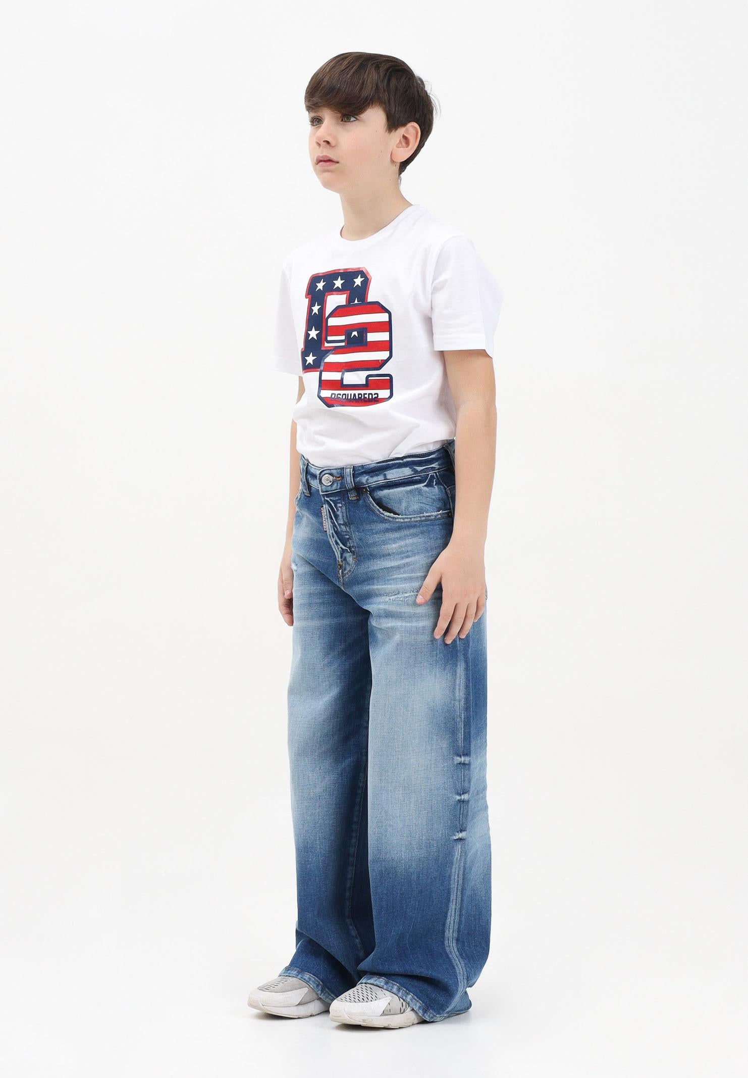 DSQUARED2 Jeans in denim blu per donna, ragazzi e bambini medio modello Traveller DQ2829D0ABW DQ01 DSQUARED2