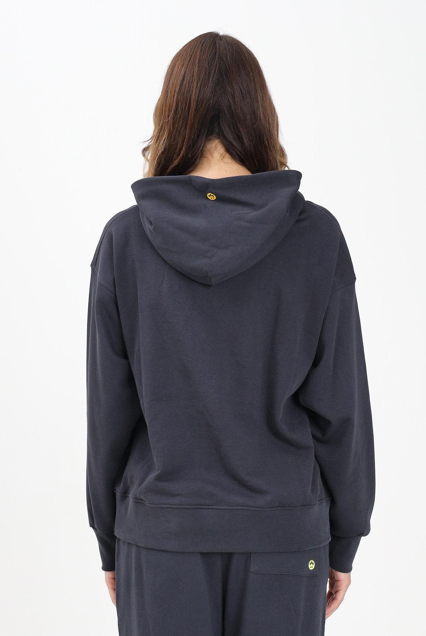 BARROW Felpa con cappuccio grigia per uomo e donna con logo F5BWUAHS068 251 BARROW