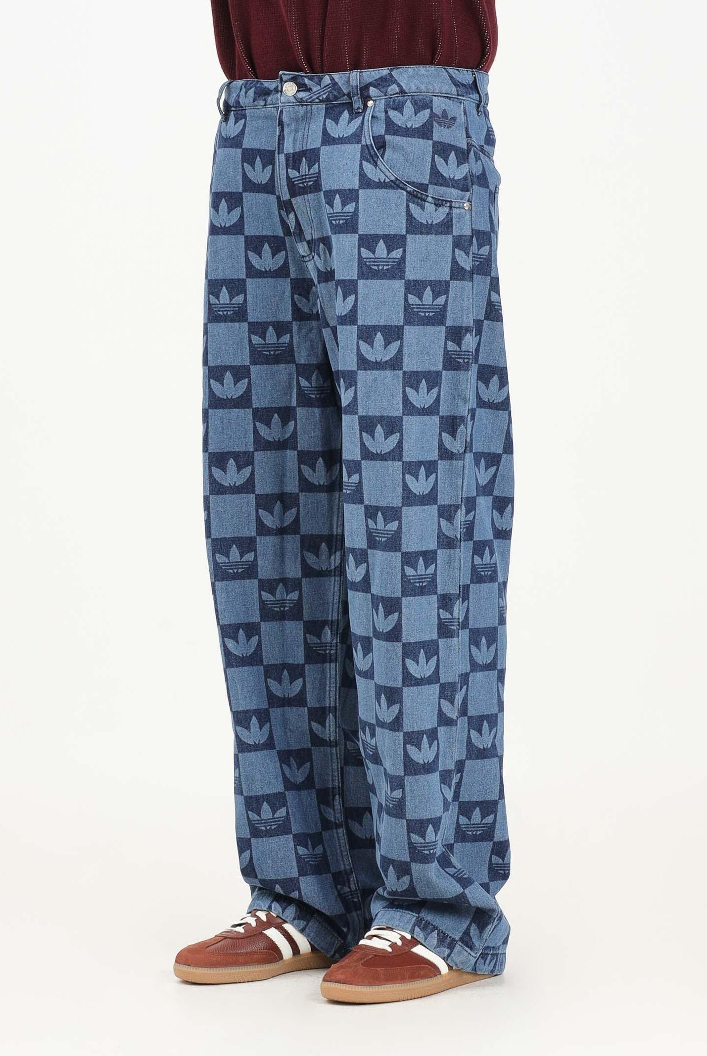 ADIDAS ORIGINALS Jeans Monogram All Over Print in denim medio da uomo JY2993 . ADIDAS ORIGINALS