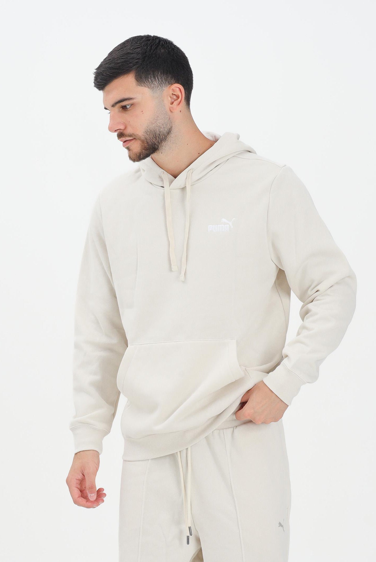 PUMA Felpa con cappuccio Essentials panna da uomo 682575 87 PUMA