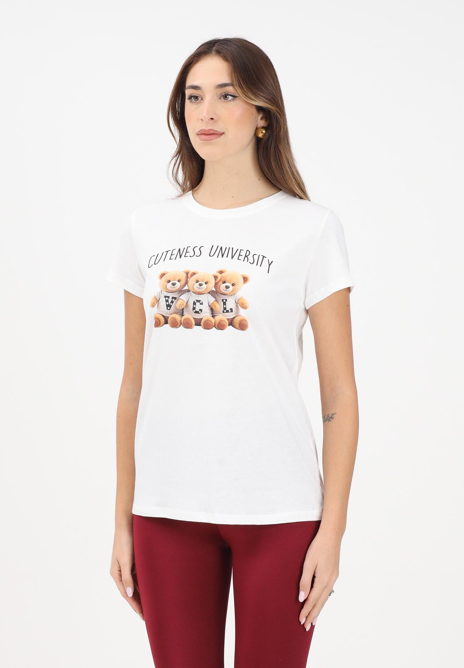 VICOLO T-shirt a manica corta bianca da donna con stampa RF0600 BI VICOLO