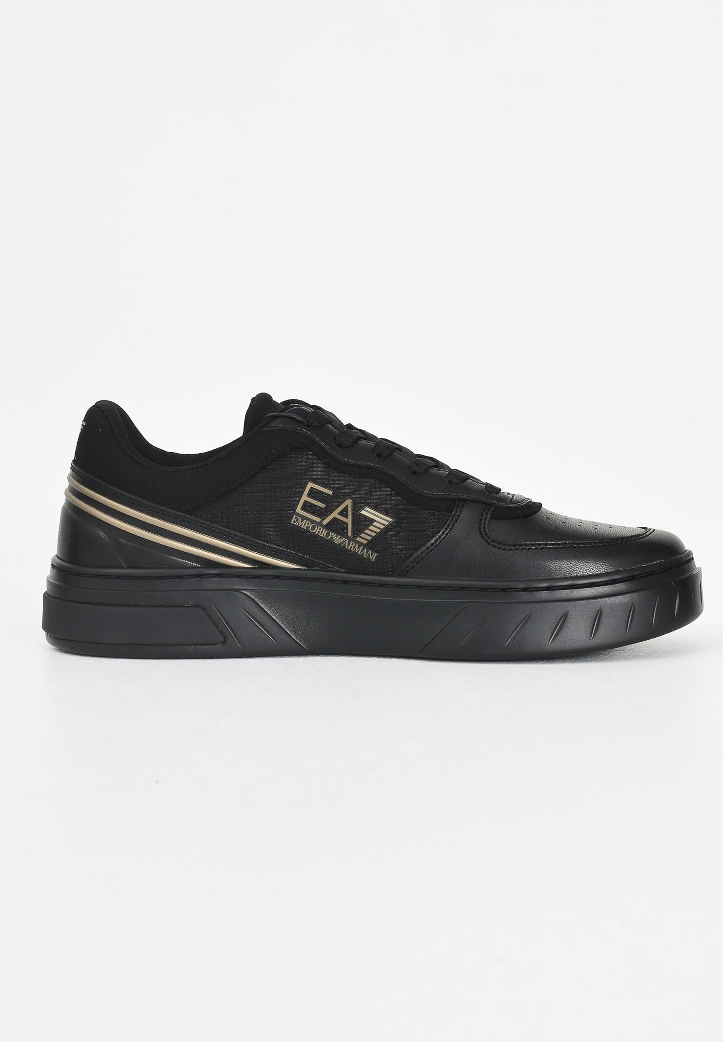 EA7 Sneakers nere da uomo con stampa logo oro 7X000338AF18614 MZ177 EA7