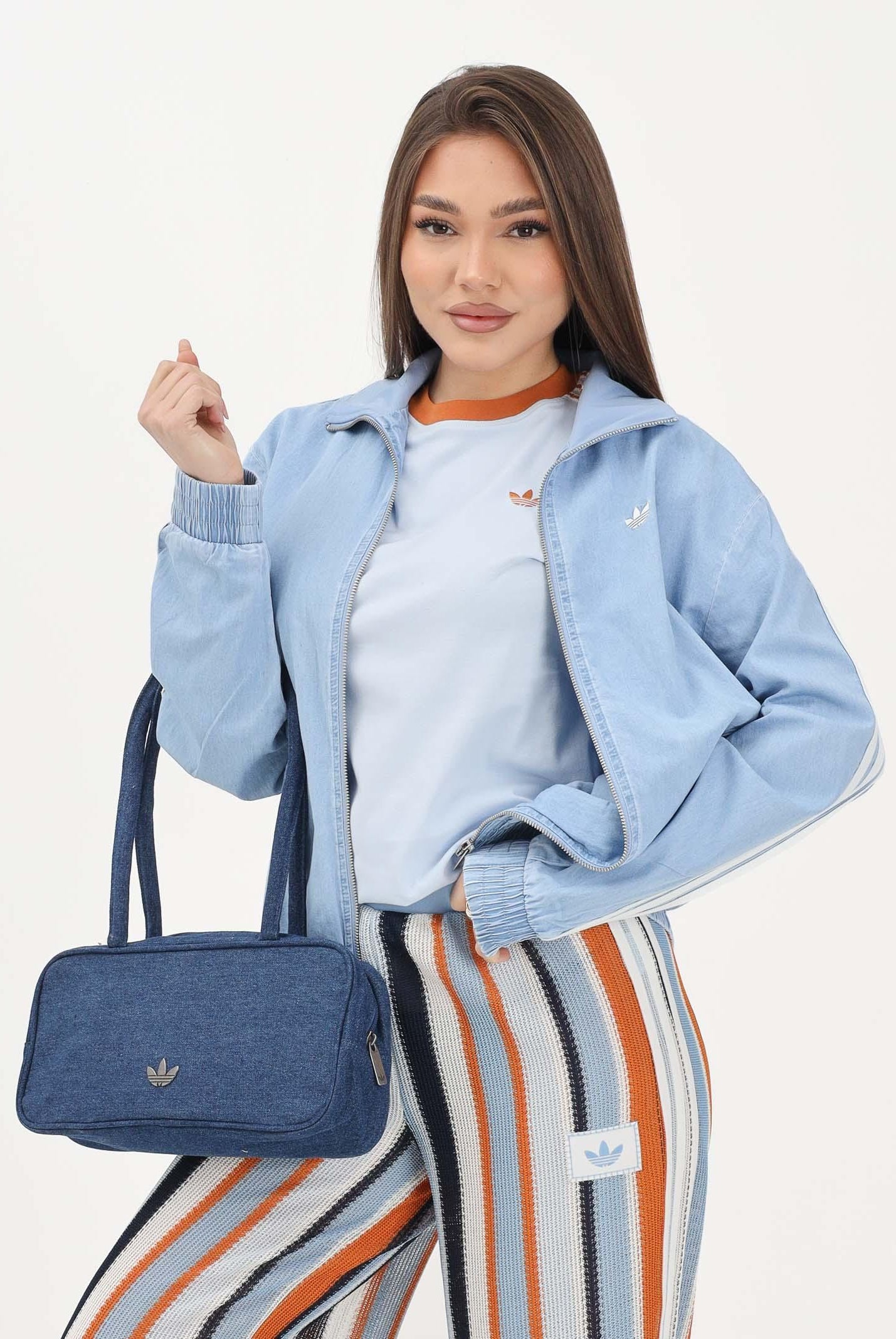 ADIDAS ORIGINALS Giacca SUMMER GLOW LIGHT DENIM FIREBIRD in denim chiaro da donna KW8757 . ADIDAS ORIGINALS