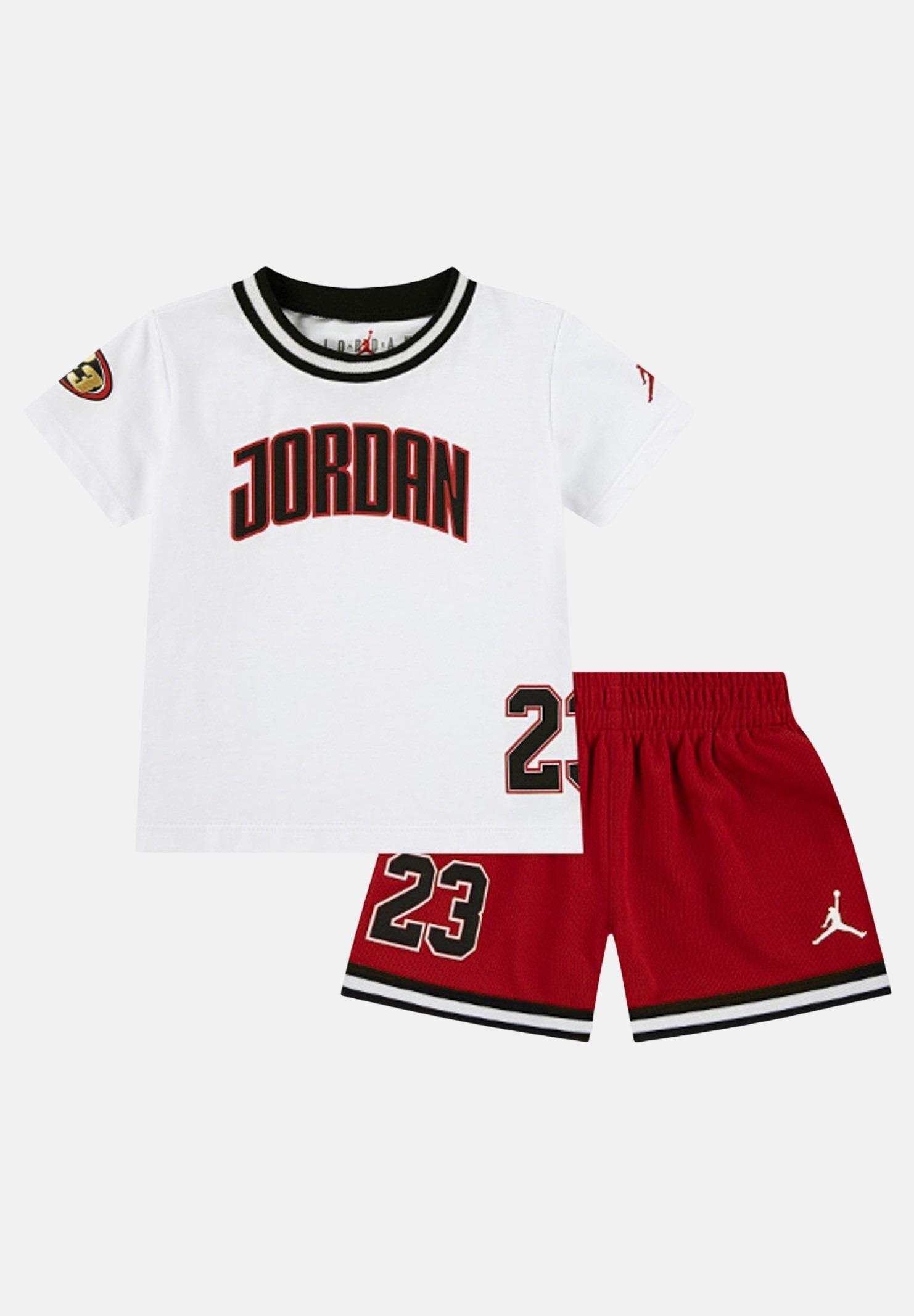 JORDAN Completino Playoff bianco e rosso da neonato 65D969 R78 JORDAN