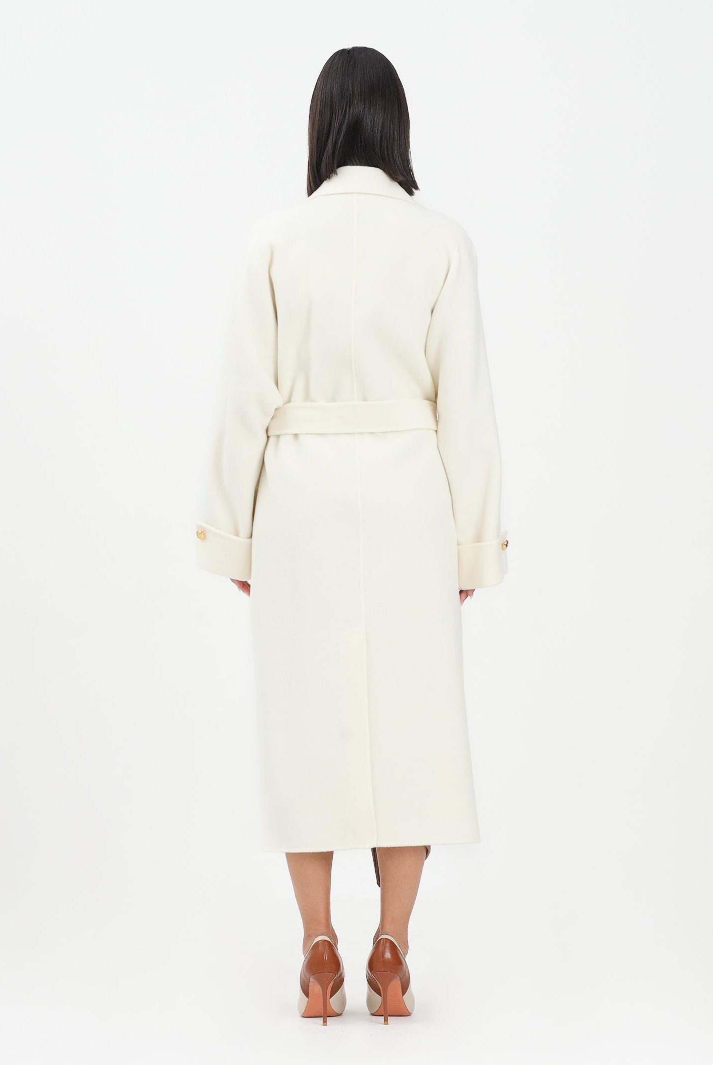 ELISABETTA FRANCHI Cappotto a vestaglia in panno panna da donna CP68D56E2 DZ9 ELISABETTA FRANCHI