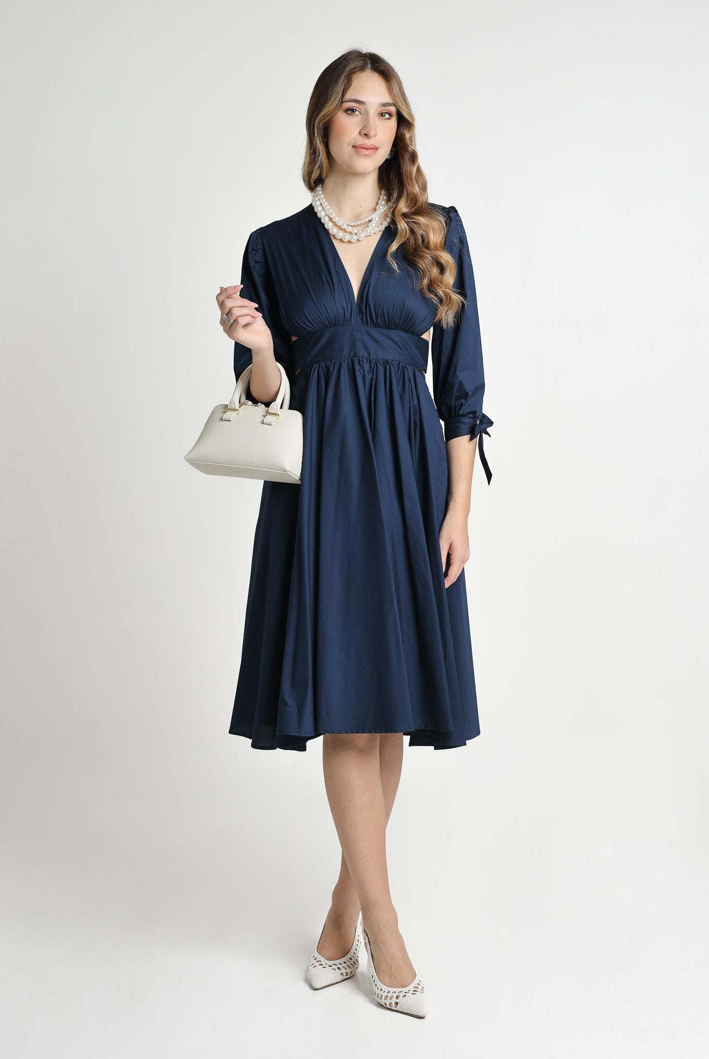 SANTAS Abito midi TIRAMISU' blu da donna PV25019 BLUE SANTAS