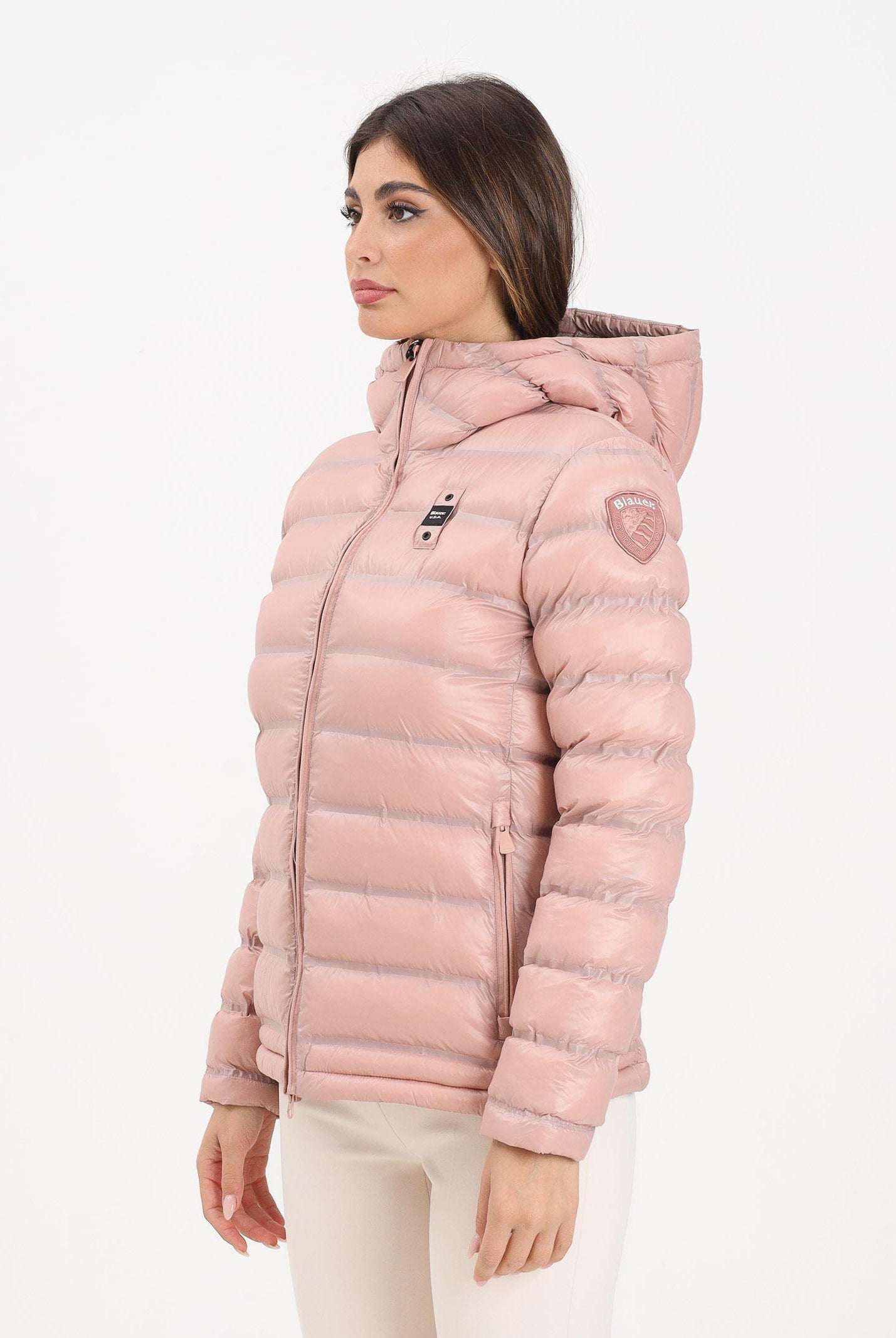 BLAUER Piumino ELLIS rosa da donna con cuciture nastrate a righe orizzontale 25WBLDC02177-007284 520GG BLAUER