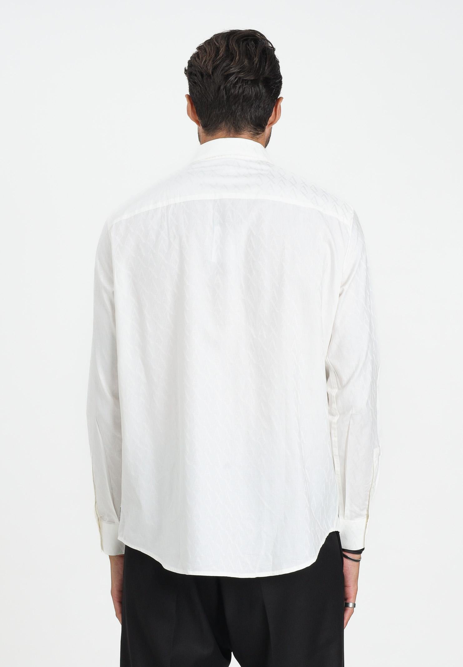 ARMANI EXCHANGE Camicia a manica lunga bianca da uomo con monogramma logo XM001587AF16631 U0009 ARMANI EXCHANGE