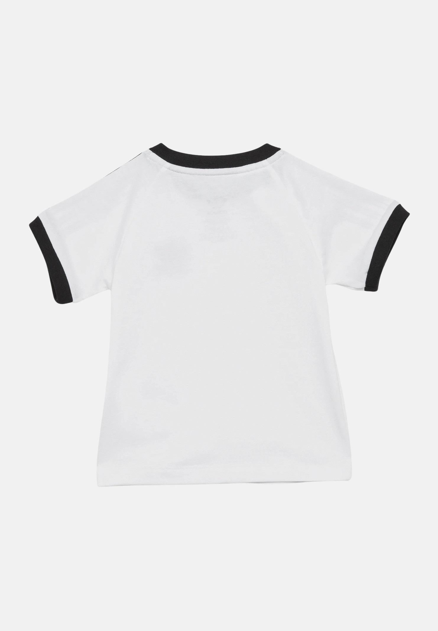 ADIDAS ORIGINALS T-shirt a manica corta 3 Stripes bianca e nera da neonato JE0519 . ADIDAS ORIGINALS