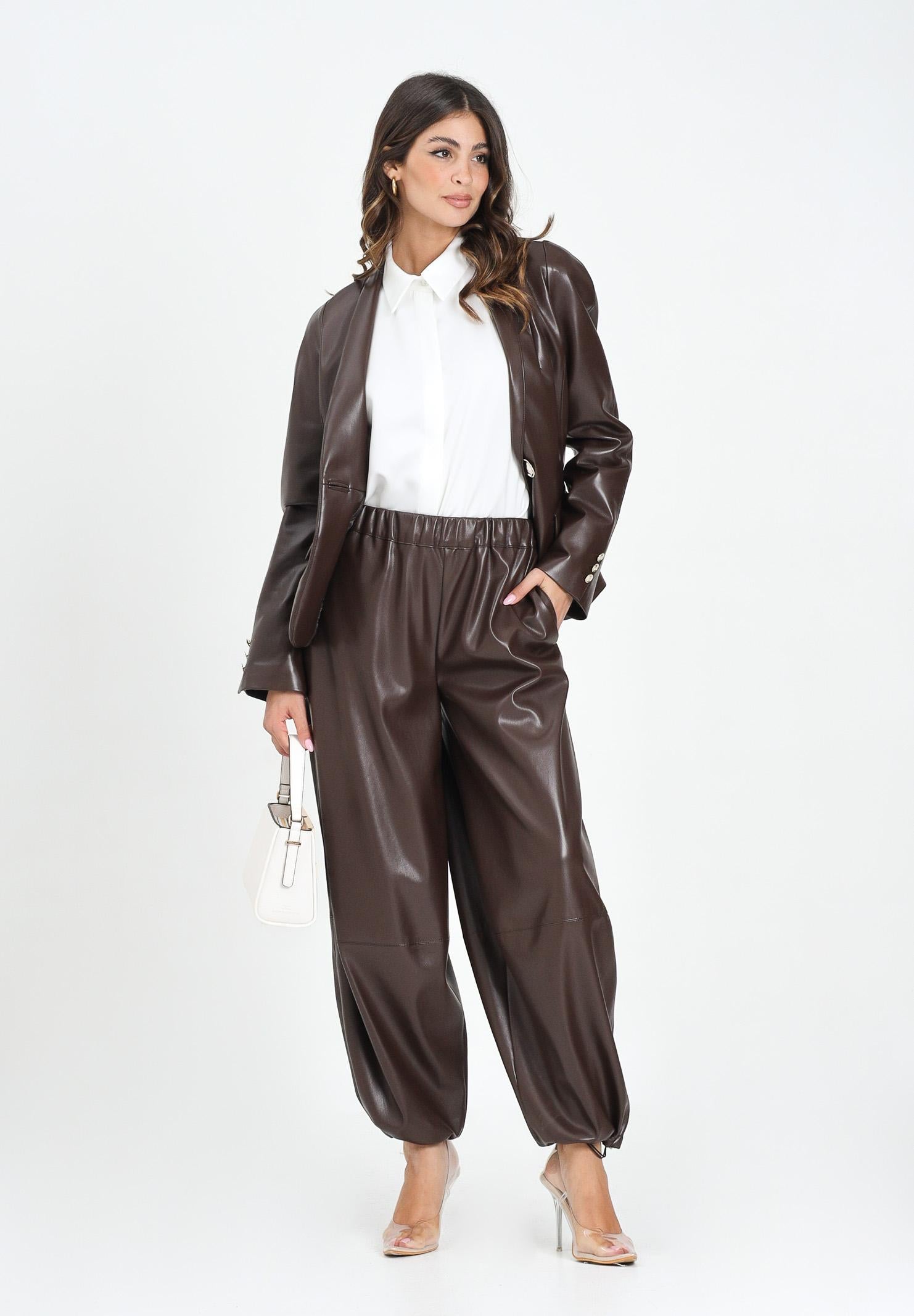 SIMONA CORSELLINI Pantalone in eco-pelle color cioccolato da donna A25CPPA00901-C00020 V0746 SIMONA CORSELLINI