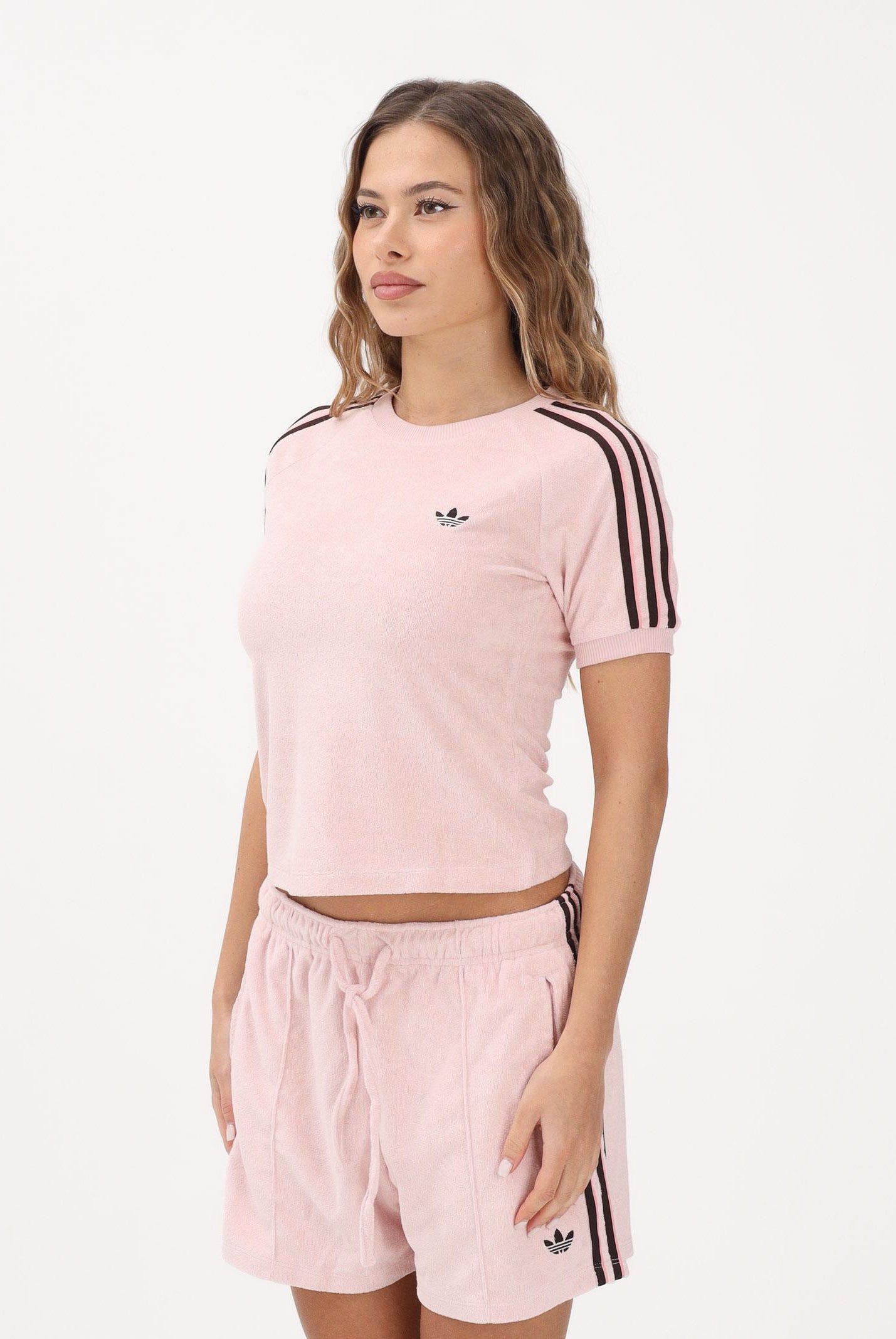 ADIDAS ORIGINALS T-shirt a manica corta Terry Towel Cali rosa da donna KD1410 . ADIDAS ORIGINALS