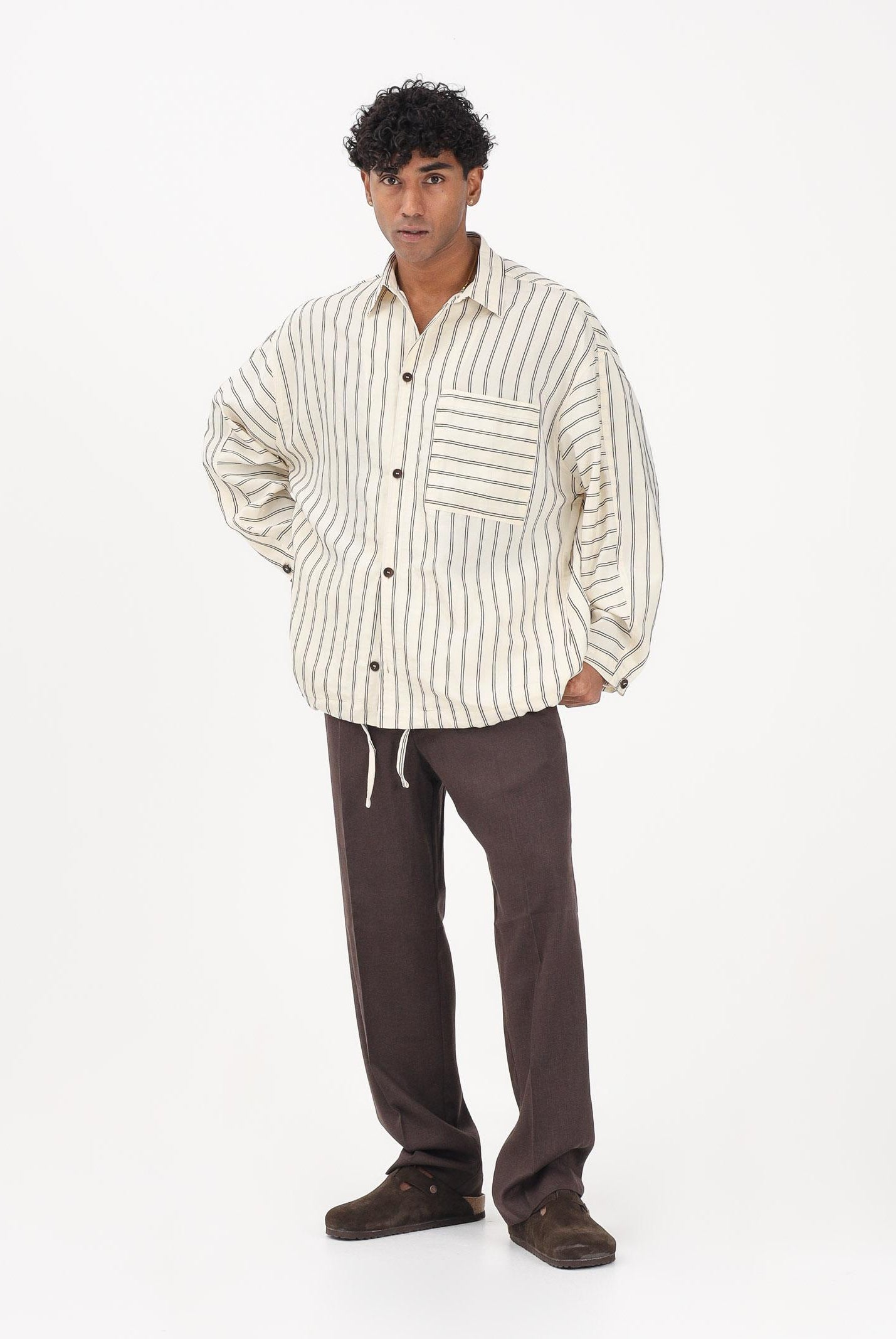 I'M BRIAN Pantalone in lino marrone da uomo PA3703 020 I'M BRIAN