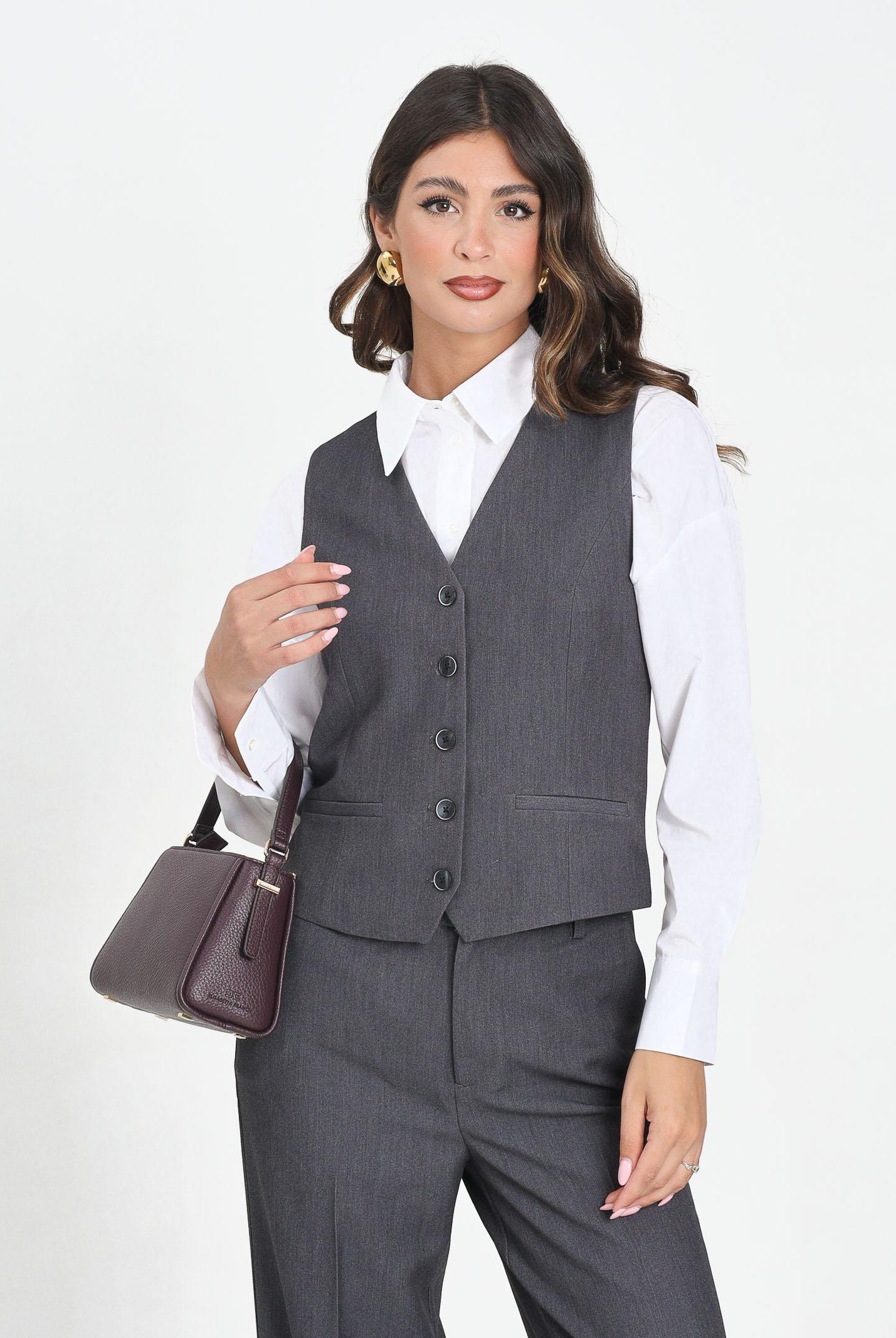 ONLY Gilet grigio da donna 15331287 DarkGreyMel ONLY