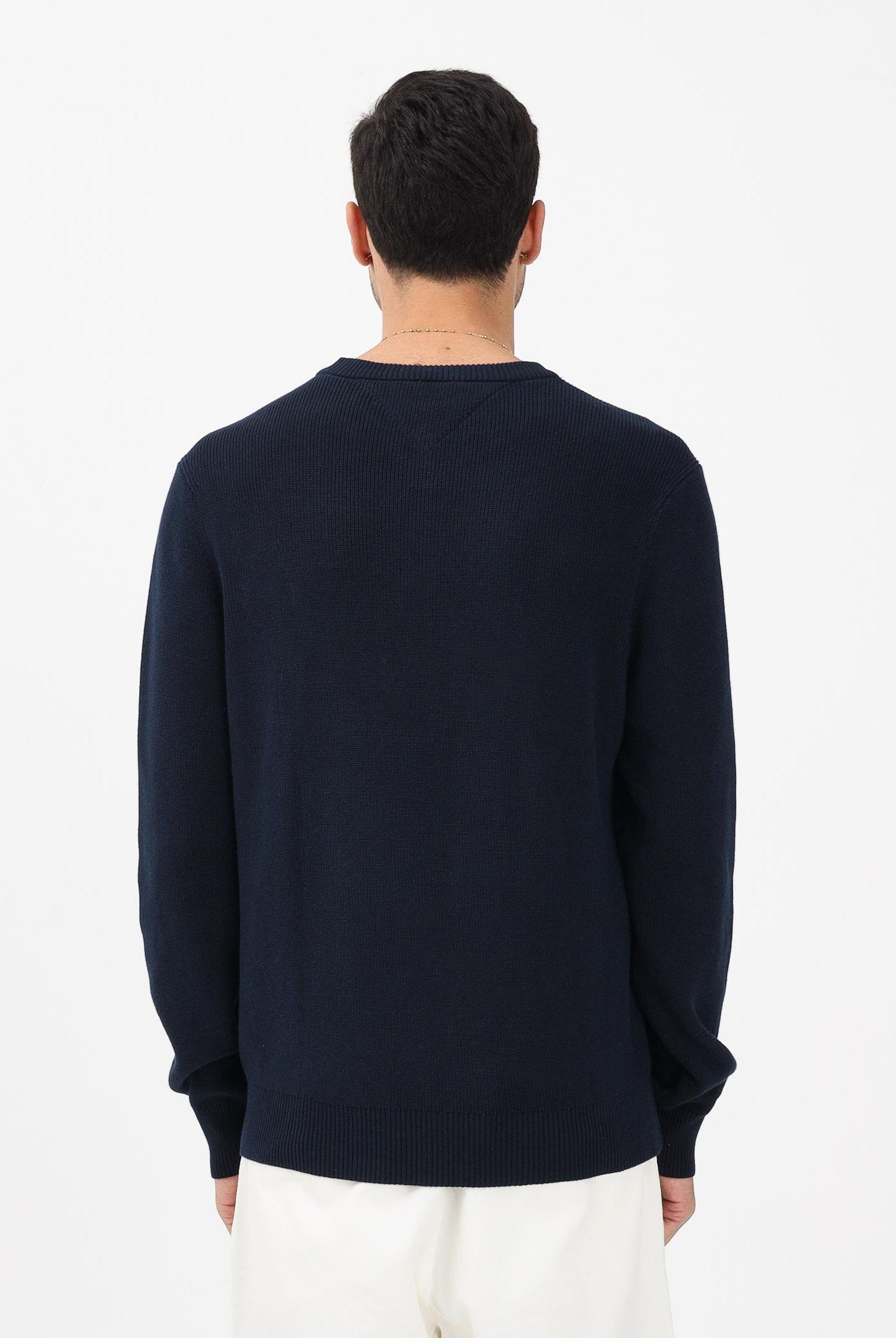 TOMMY HILFIGER Maglioncino girocollo blu da uomo con logo MW0MW41647 C1G TOMMY HILFIGER