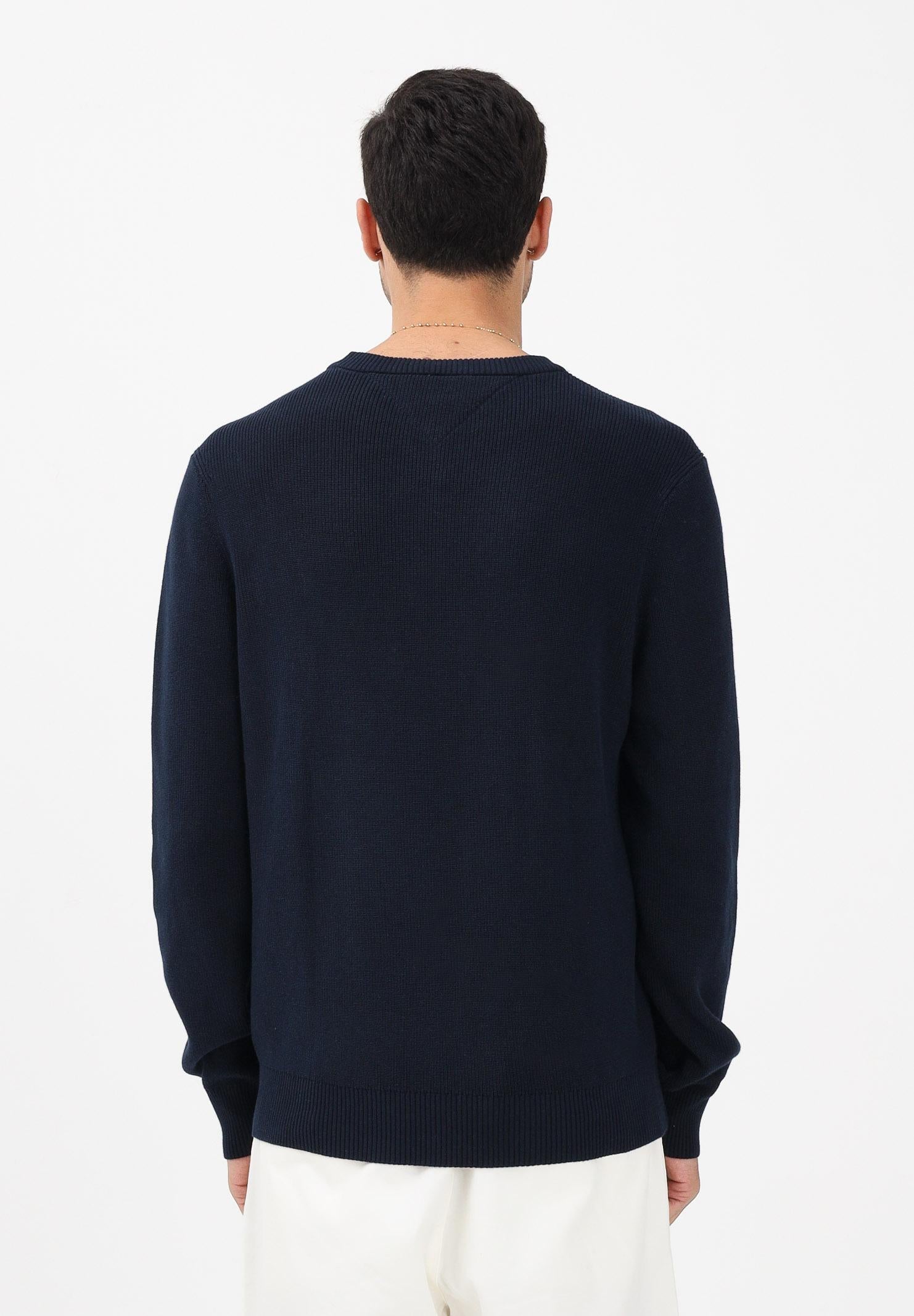 TOMMY HILFIGER Maglioncino girocollo blu da uomo con logo MW0MW41647 C1G TOMMY HILFIGER