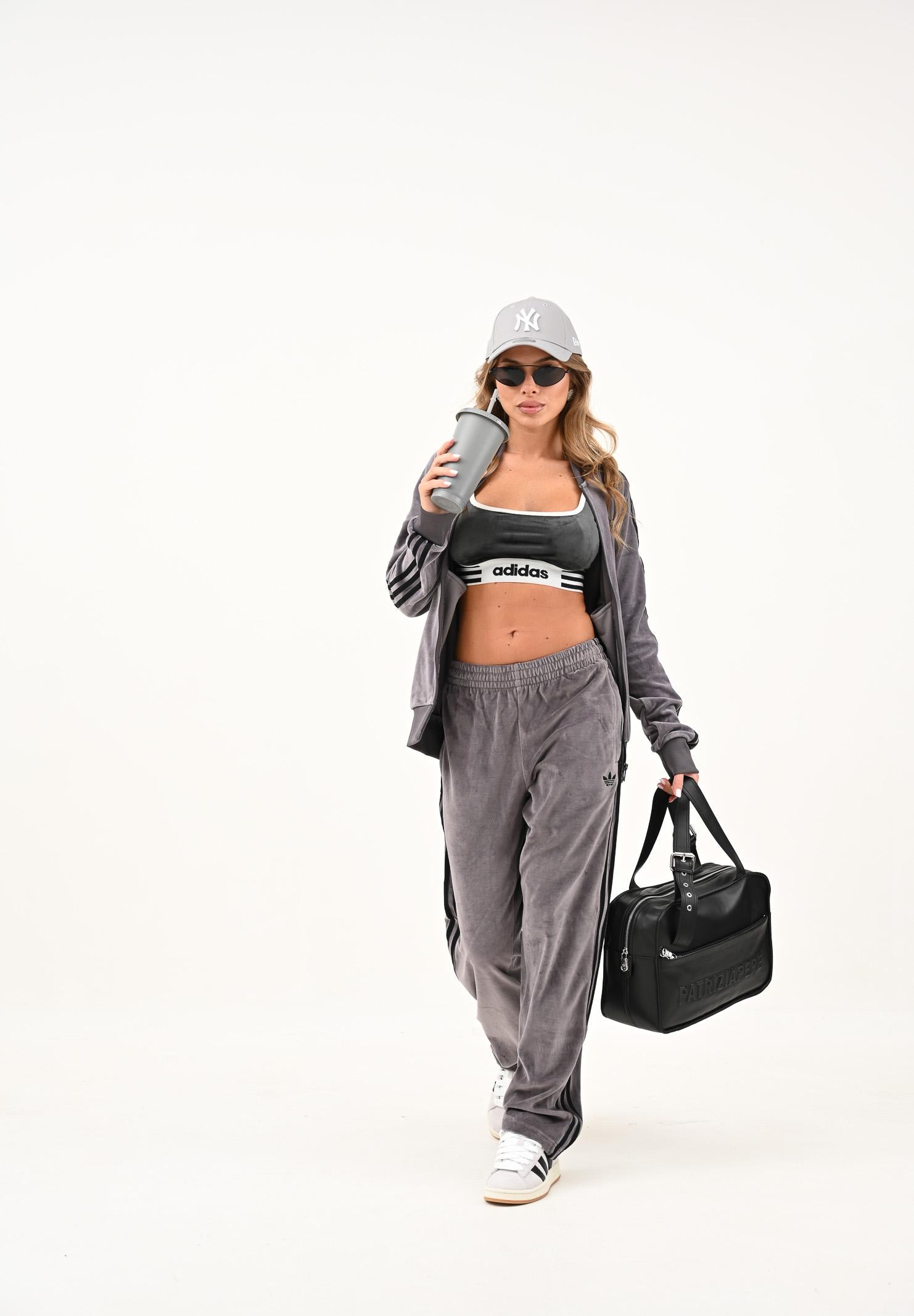 ADIDAS ORIGINALS Felpa con zip SST Adicolor Velour grigia da uomo JX1562 ADIDAS ORIGINALS