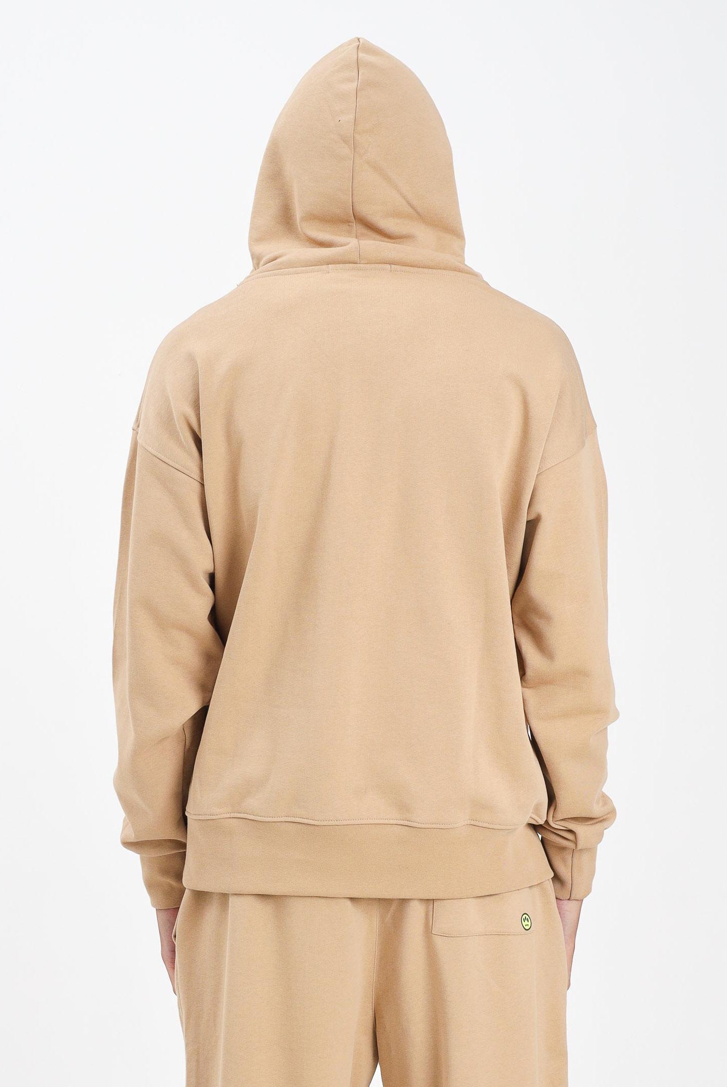 BARROW Felpa con cappuccio beige per uomo e donna rifinita da stampa logo F5BWUAHS068 307 BARROW