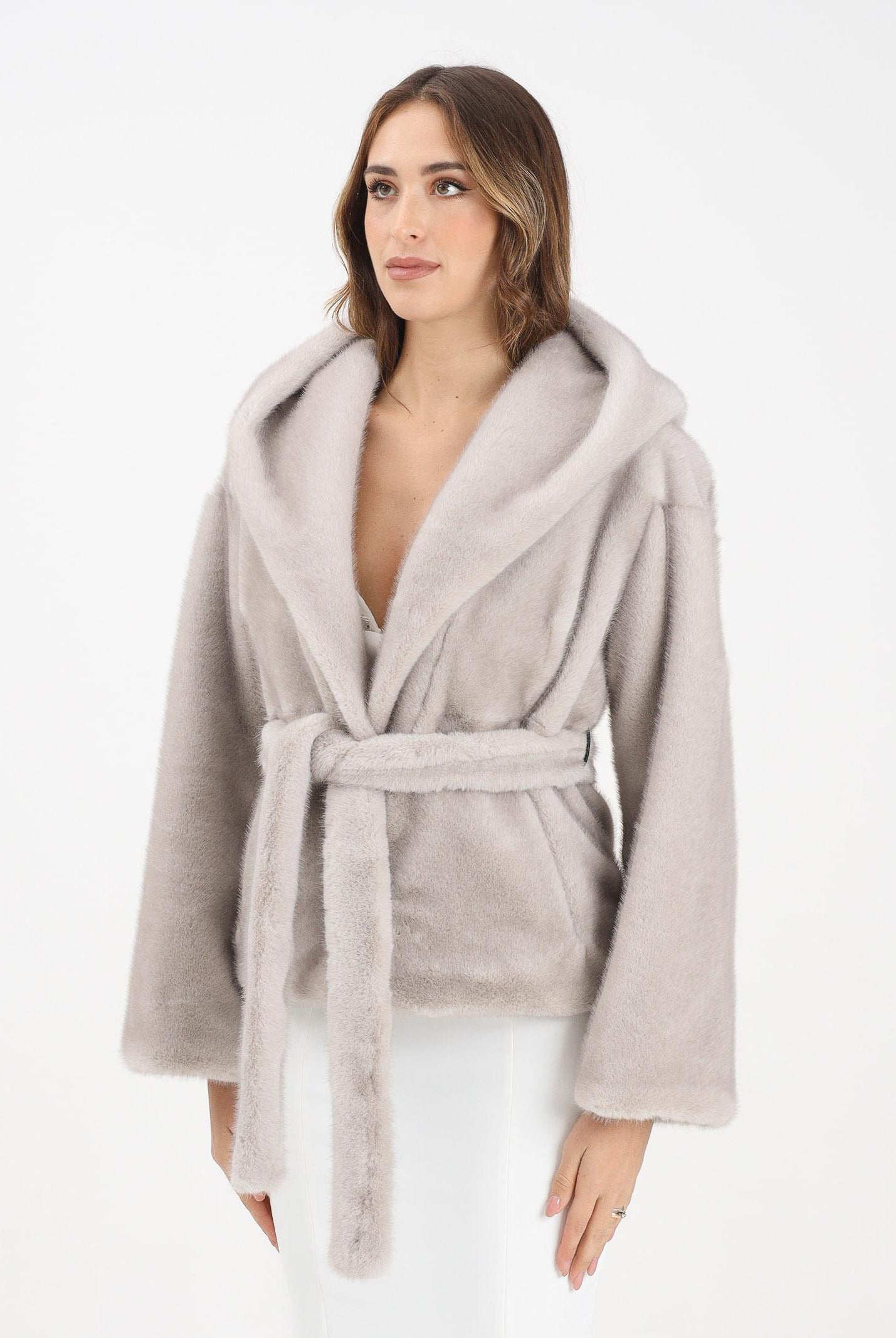 YES LONDON Ecopelliccia grigia da donna ECO030 GR YES LONDON