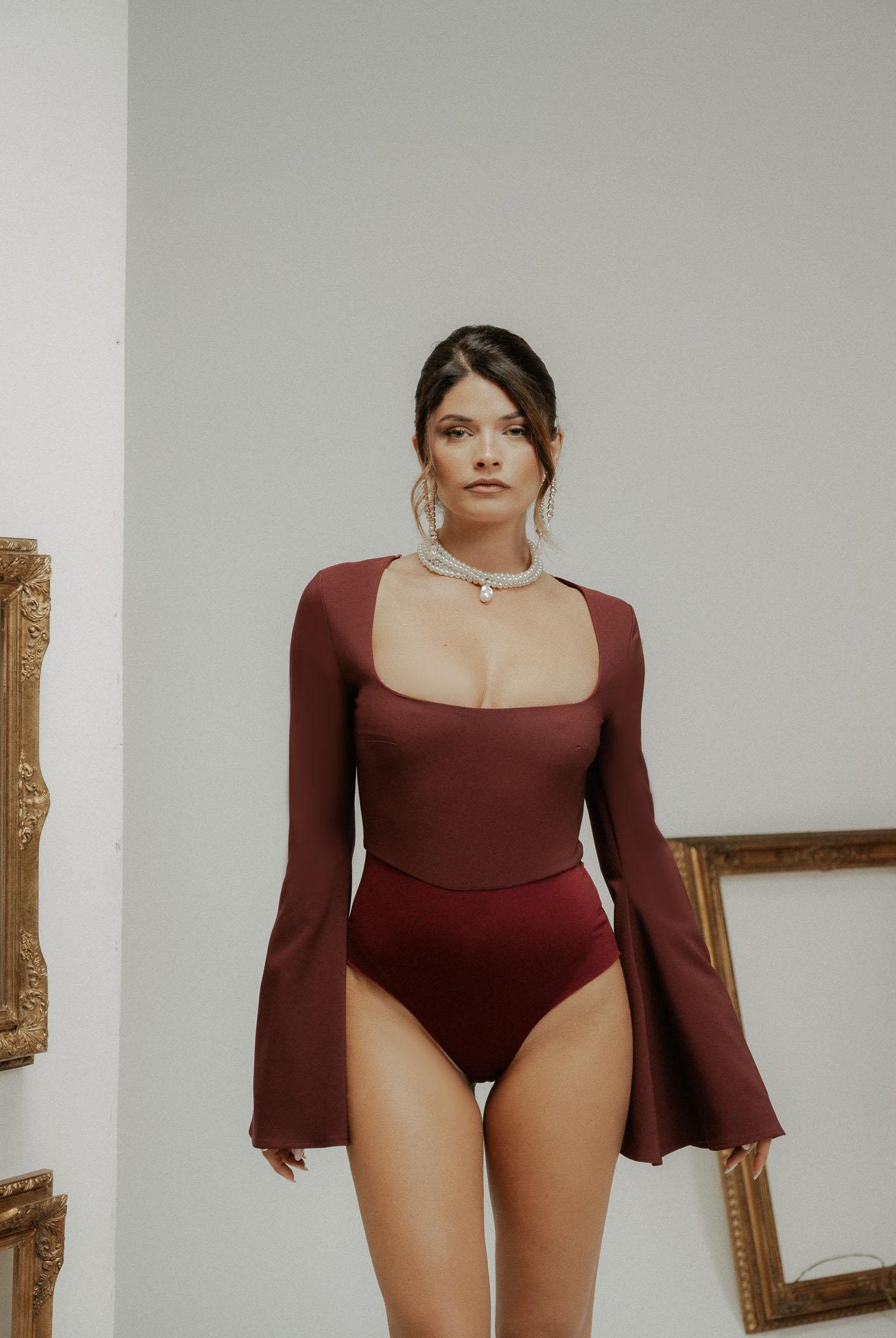 SANTAS Body manica lunga FIERTÉ prugna da donna PV2607 PR SANTAS