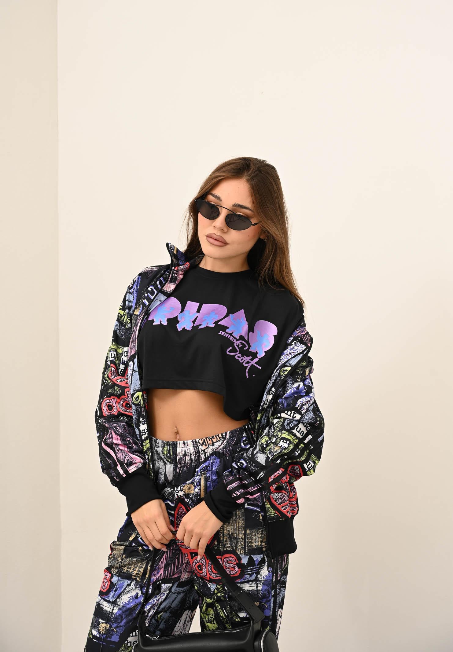 ADIDAS ORIGINALS T-shirt a manica corta adidas x Jeremy Scott nera da donna JL7613 . ADIDAS ORIGINALS