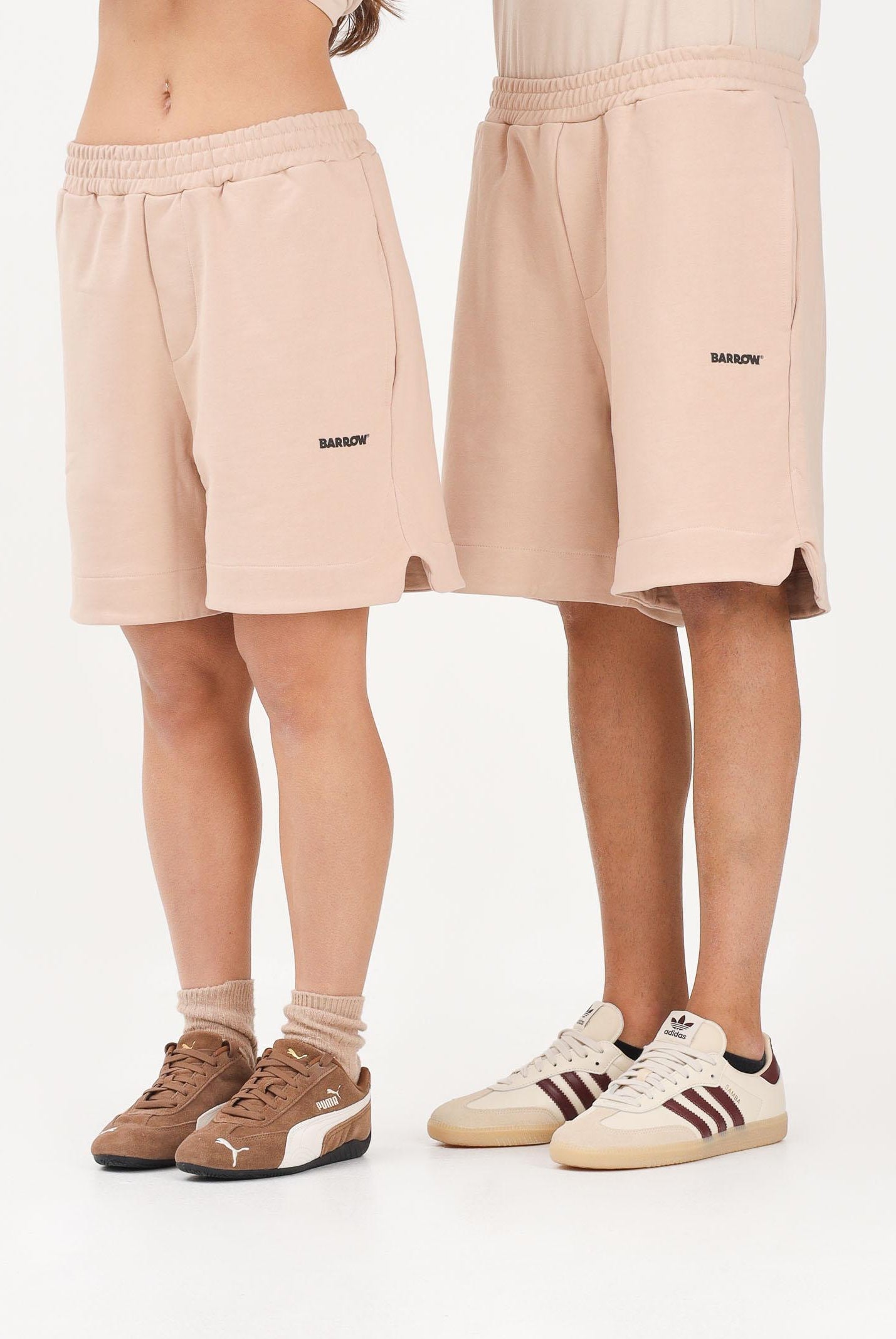 BARROW Shorts sportivo sabbia per uomo e donna con logo S6BWUABE009 092 BARROW