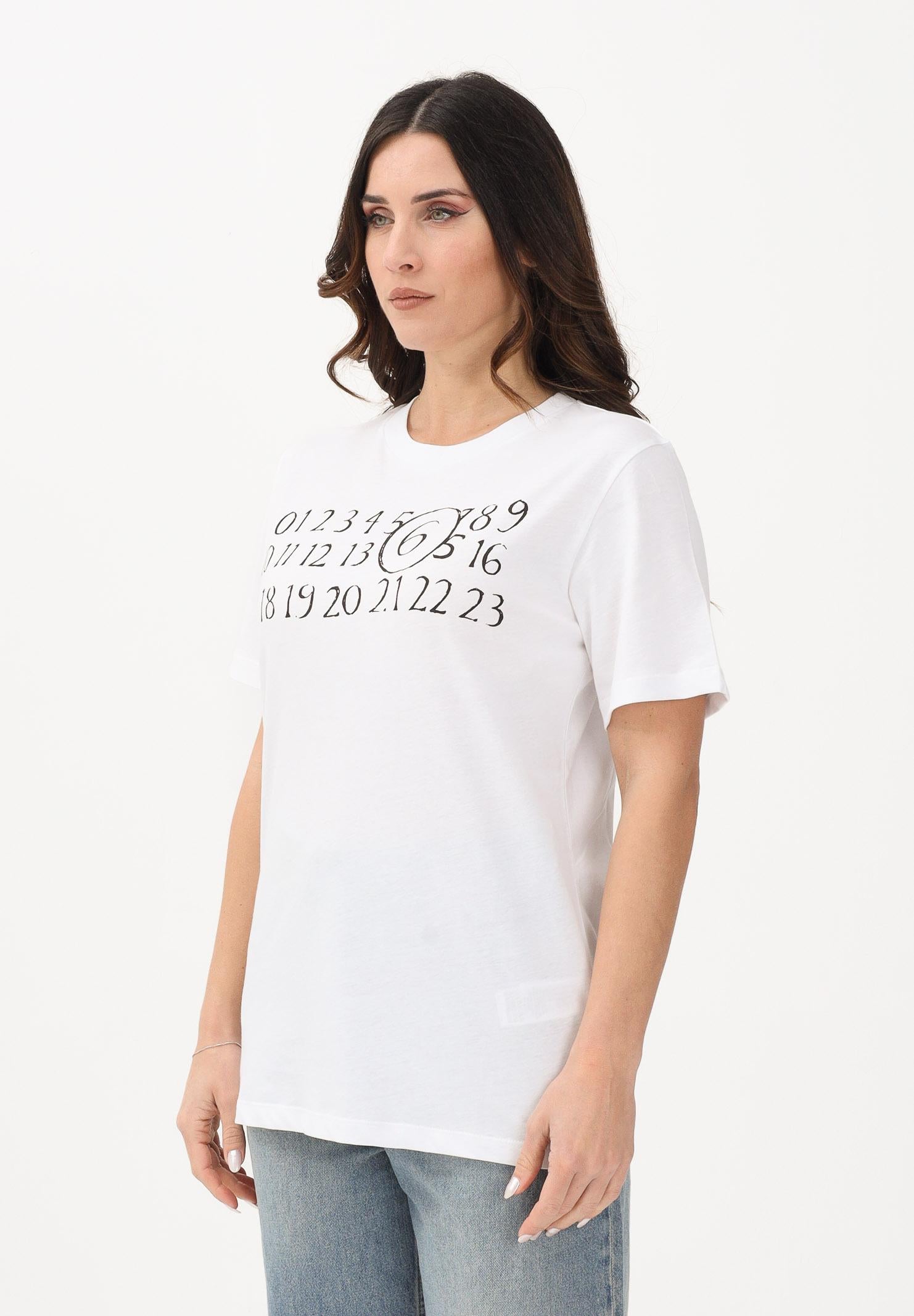 MAISON MARGIELA T-shirt a manica corta bianca per donna, ragazzi e bambini con logo sul petto M61020MM02Y M6100 MAISON MARGIELA