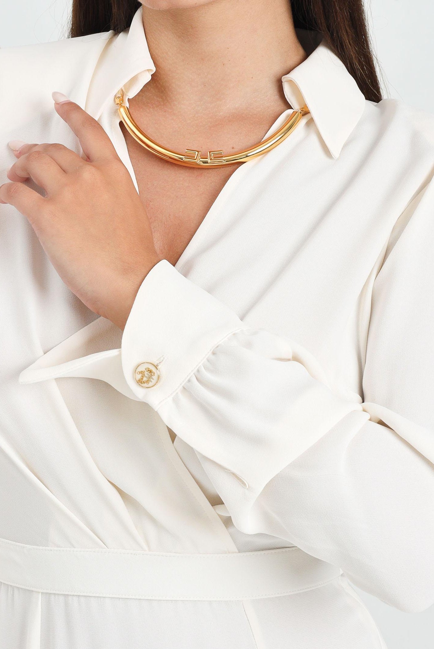 ELISABETTA FRANCHI Abito midi bianco latte da donna ABT0356E2 DZ9 ELISABETTA FRANCHI