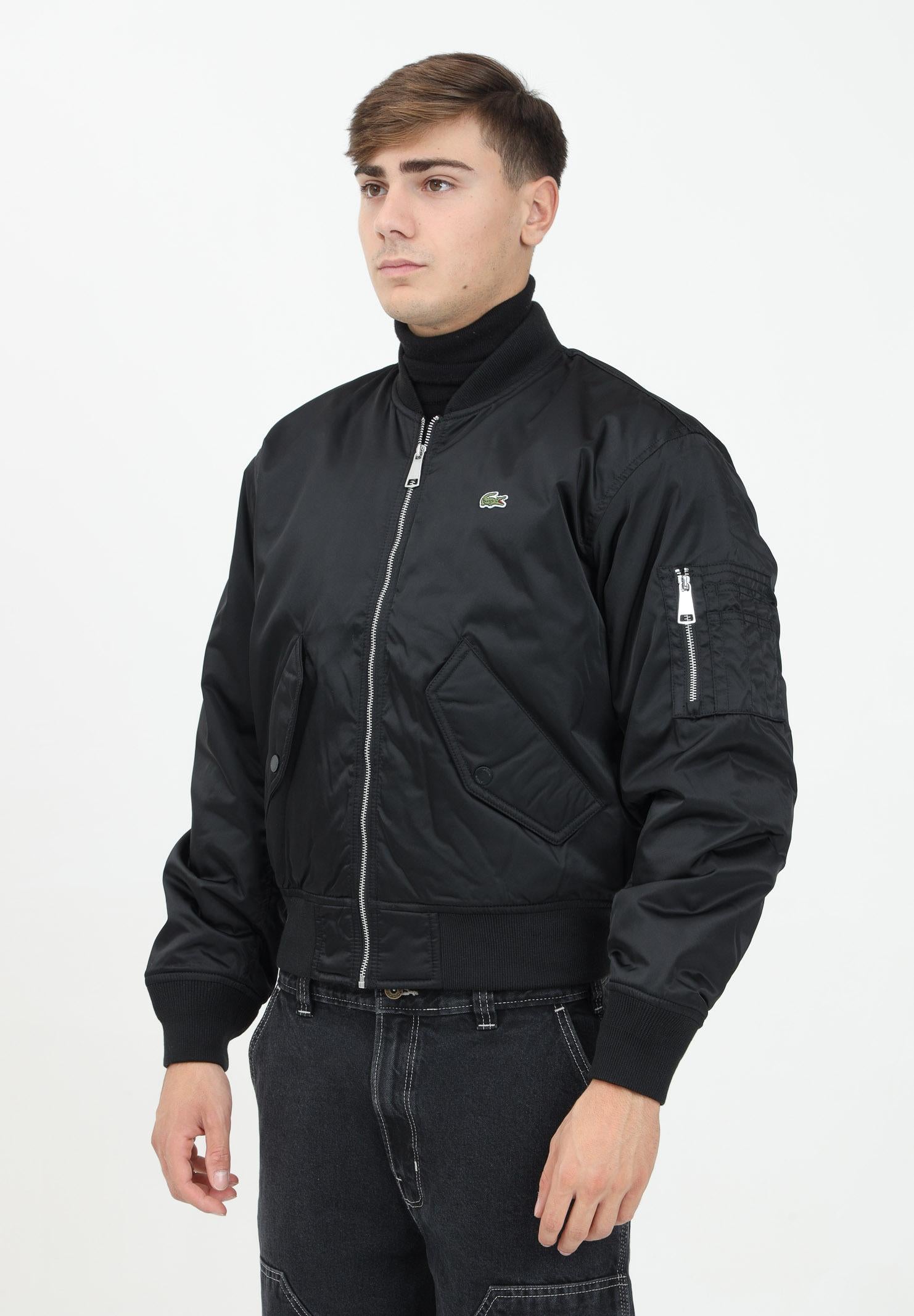 Bomber nero da uomo con logo BH2899 031 LACOSTE