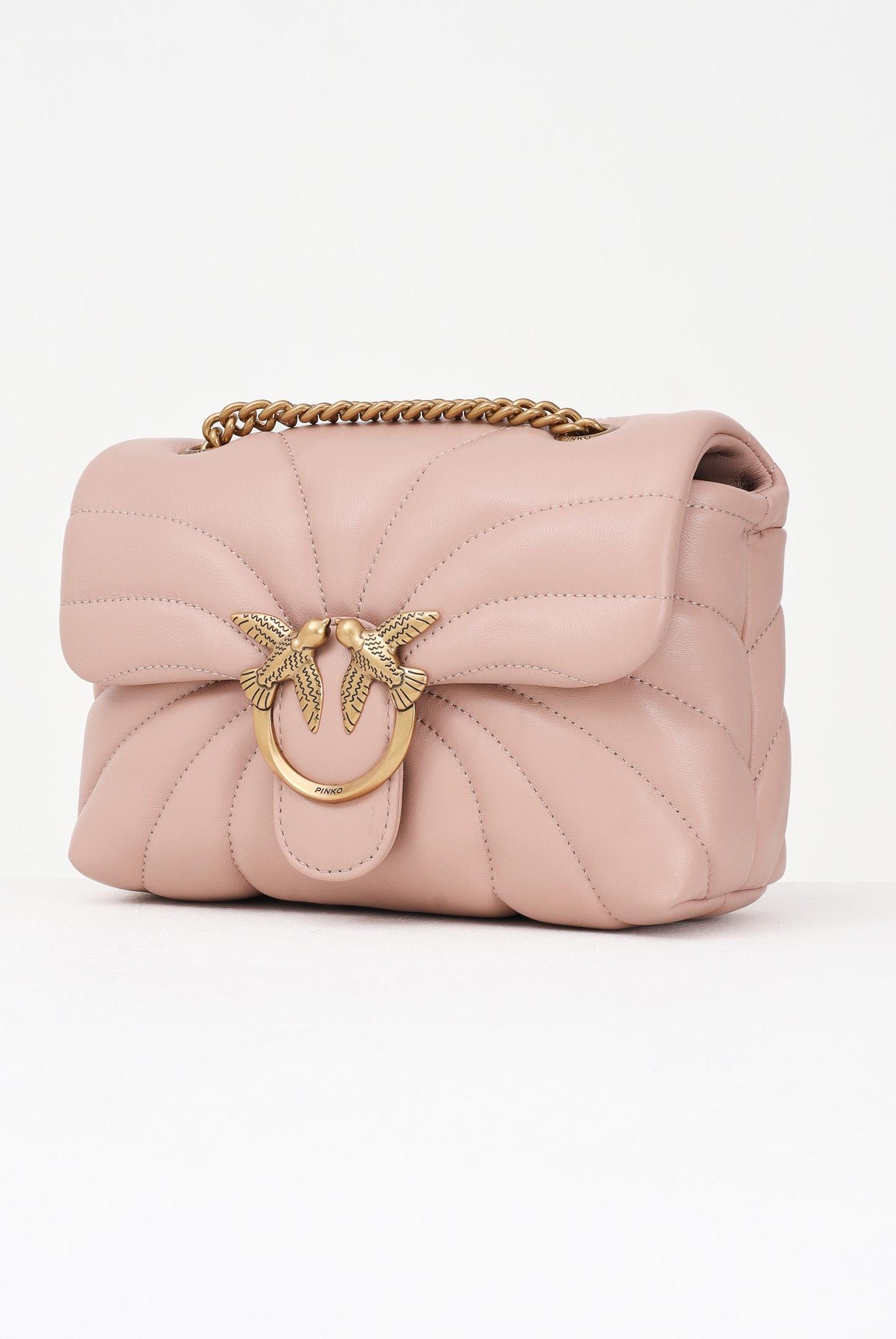 PINKO Borsa a tracolla Mini Love Bag Puff rosa da donna in nappa con trapuntatura Butterfly 100039A1EX O81Q PINKO
