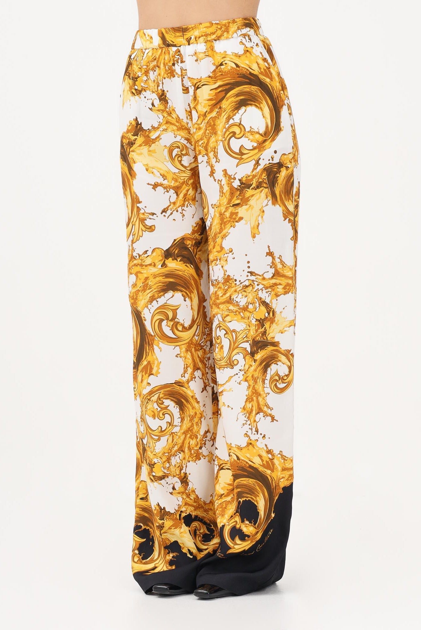 VERSACE JEANS COUTURE Pantalone bianco e nero da donna con stampa Wave Couture 80HAA1P2NS833 GL1 VERSACE JEANS COUTURE
