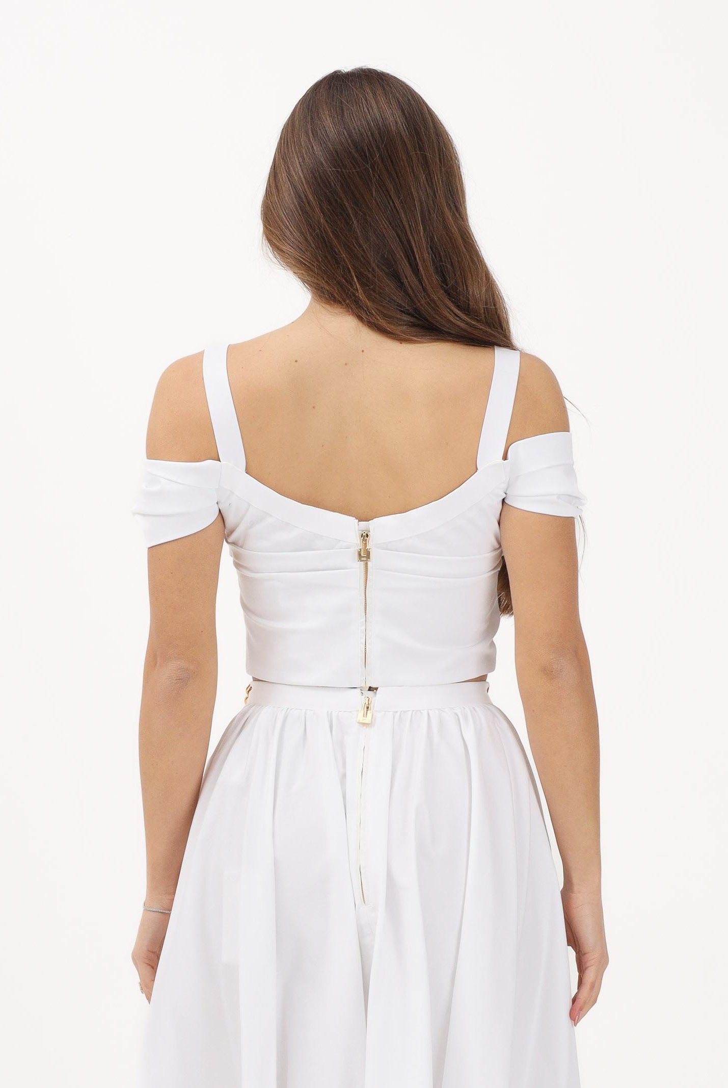 ELISABETTA FRANCHI Top bianco da donna con collana<BR/> TO04861E2 100 ELISABETTA FRANCHI