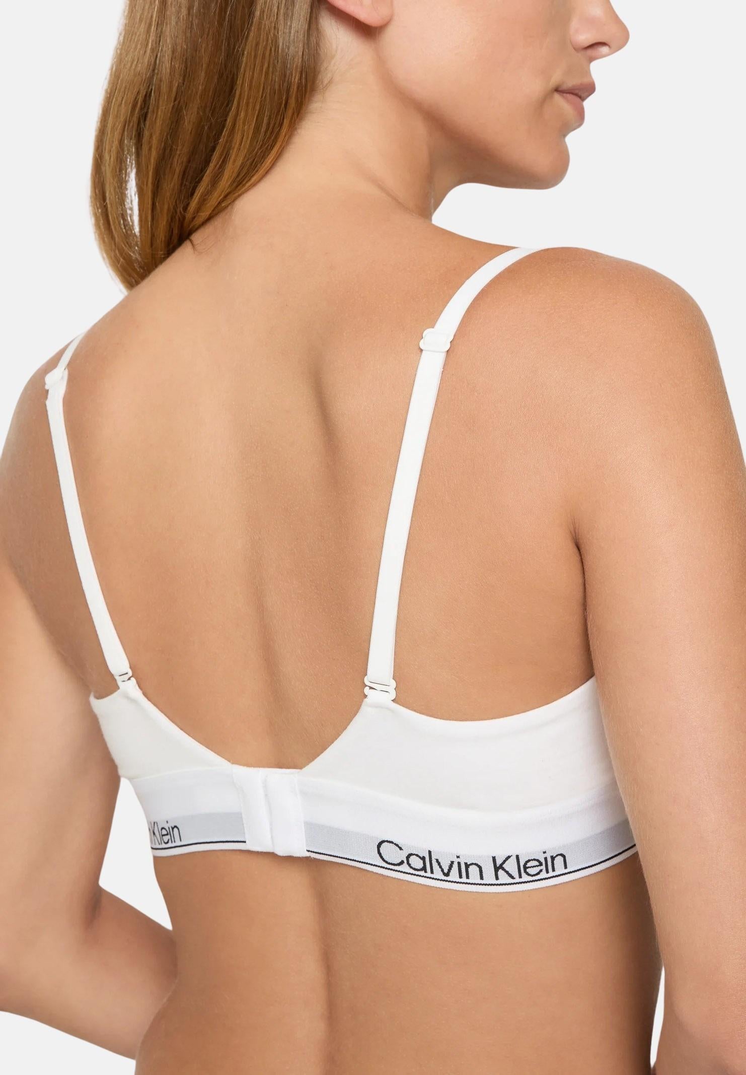CALVIN KLEIN Bralette bianca da donna con fascia logata LV00QF8508 100 CALVIN KLEIN