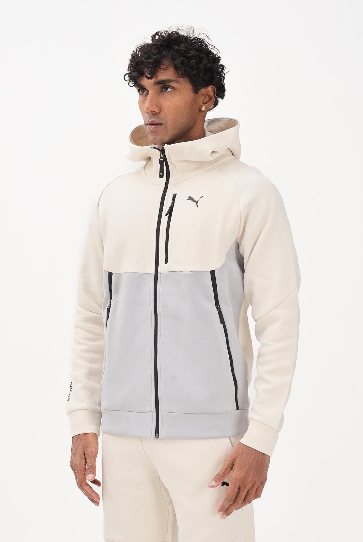 PUMA Felpa con zip PUMATECH panna da uomo 629674 91 PUMA
