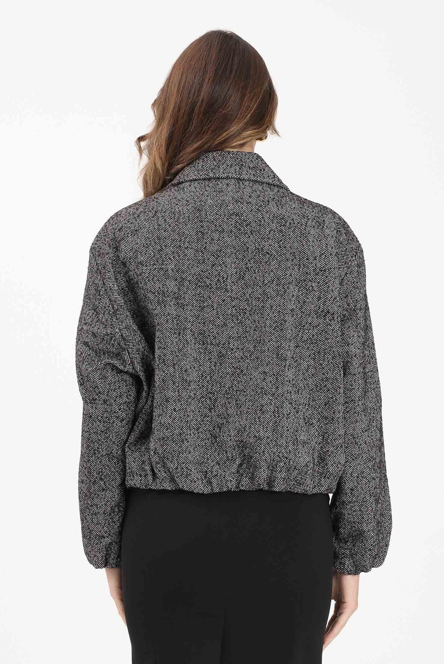 ONLY Cappottino bianco e nero da donna con fantasia spigata 15349212 Black ONLY