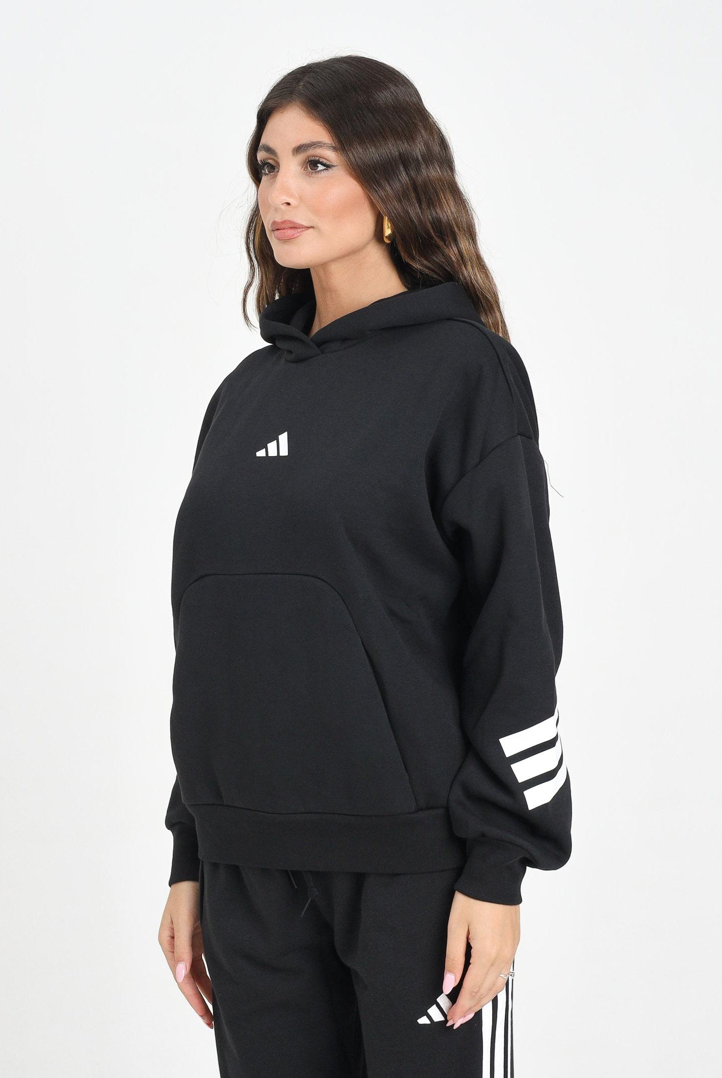 ADIDAS PERFORMANCE Felpa con cappuccio Future Icons 3-Stripes nera da donna JC5426 ADIDAS PERFORMANCE