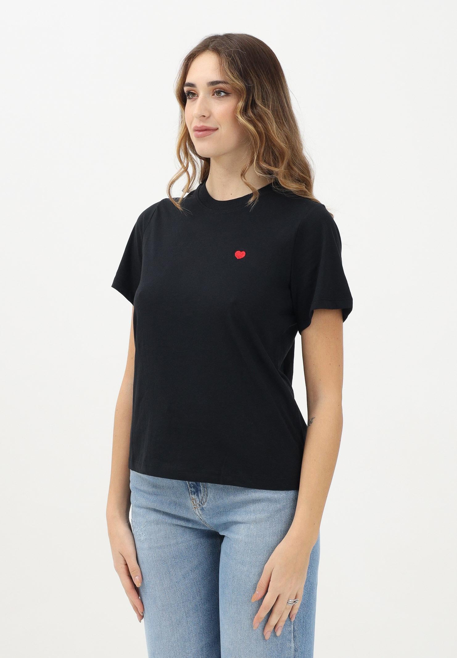 JDY T-shirt a manica corta nera da donna con ricamo cuore 15298612 Black JDY