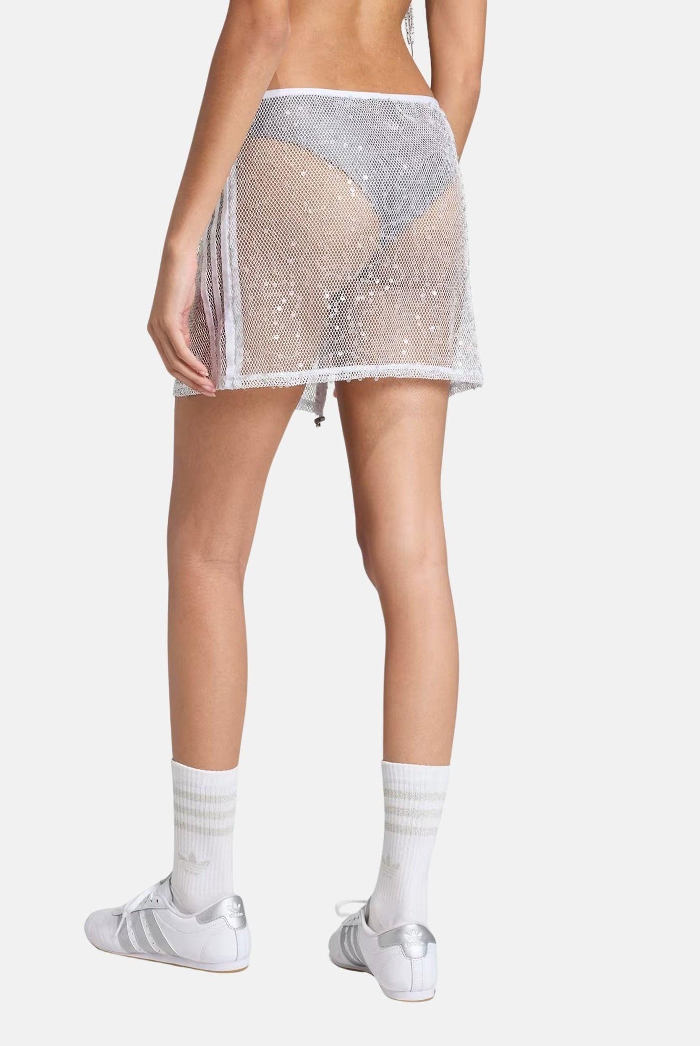 ADIDAS ORIGINALS Gonna corta motivo traforato con paillettes bianca da donna. HZ1007 . ADIDAS ORIGINALS