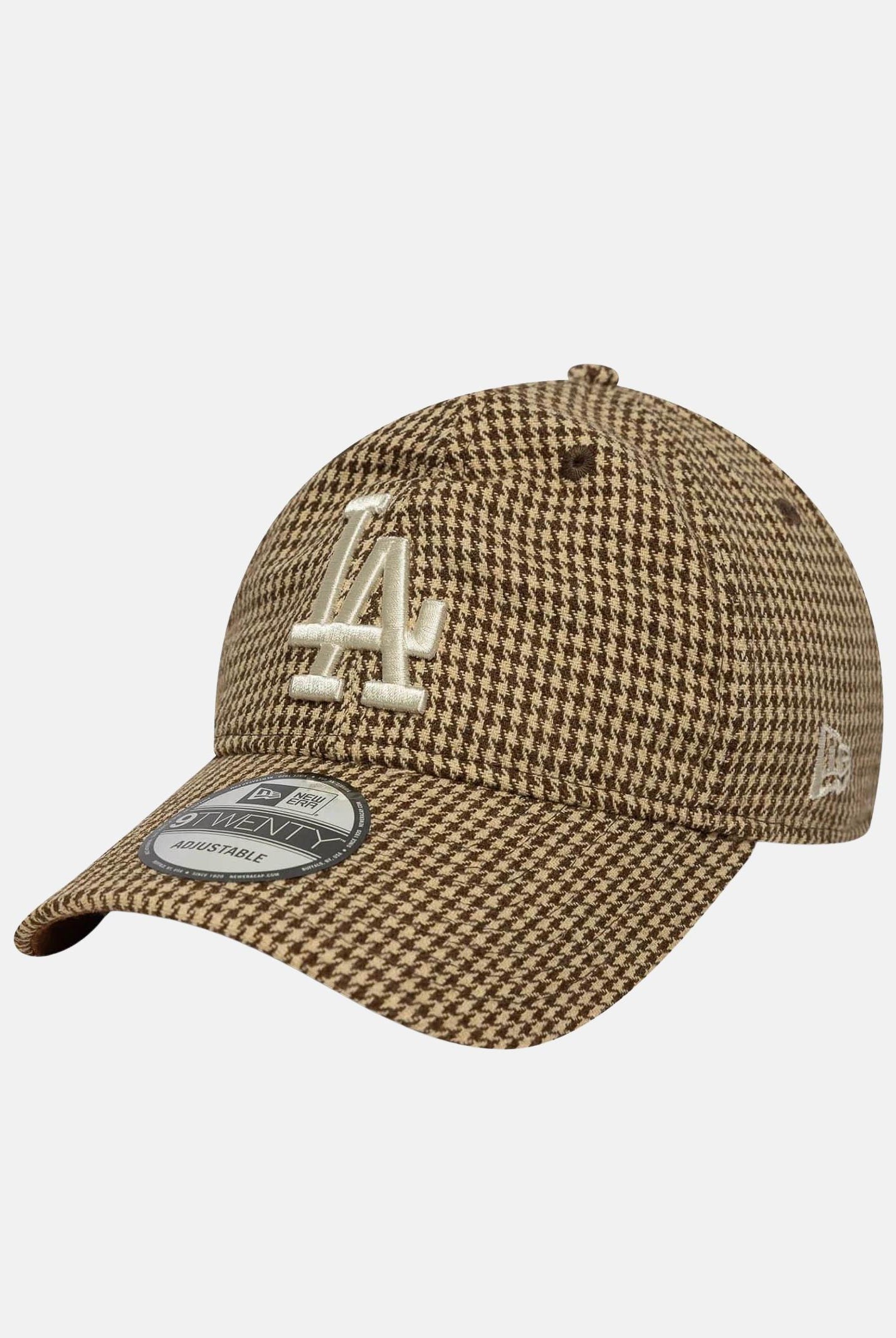 NEW ERA Cappello con visiera 9TWENTY LA Dodgers MLB Houndstooth in pied de poule beige per uomo e donna 60691223 NEW ERA
