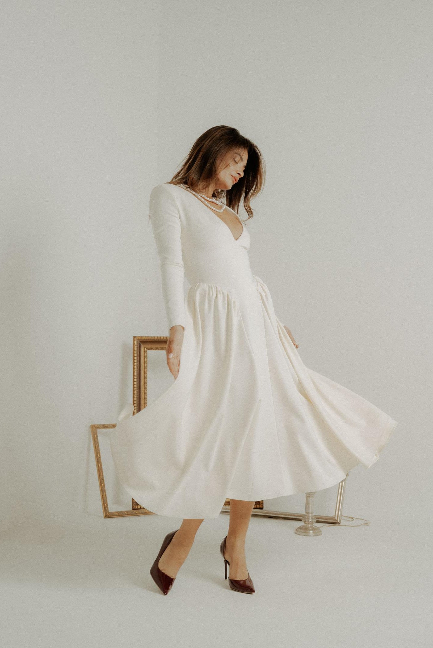 SANTAS Abito midi DOUCEUR avorio da donna PV2603 PA SANTAS