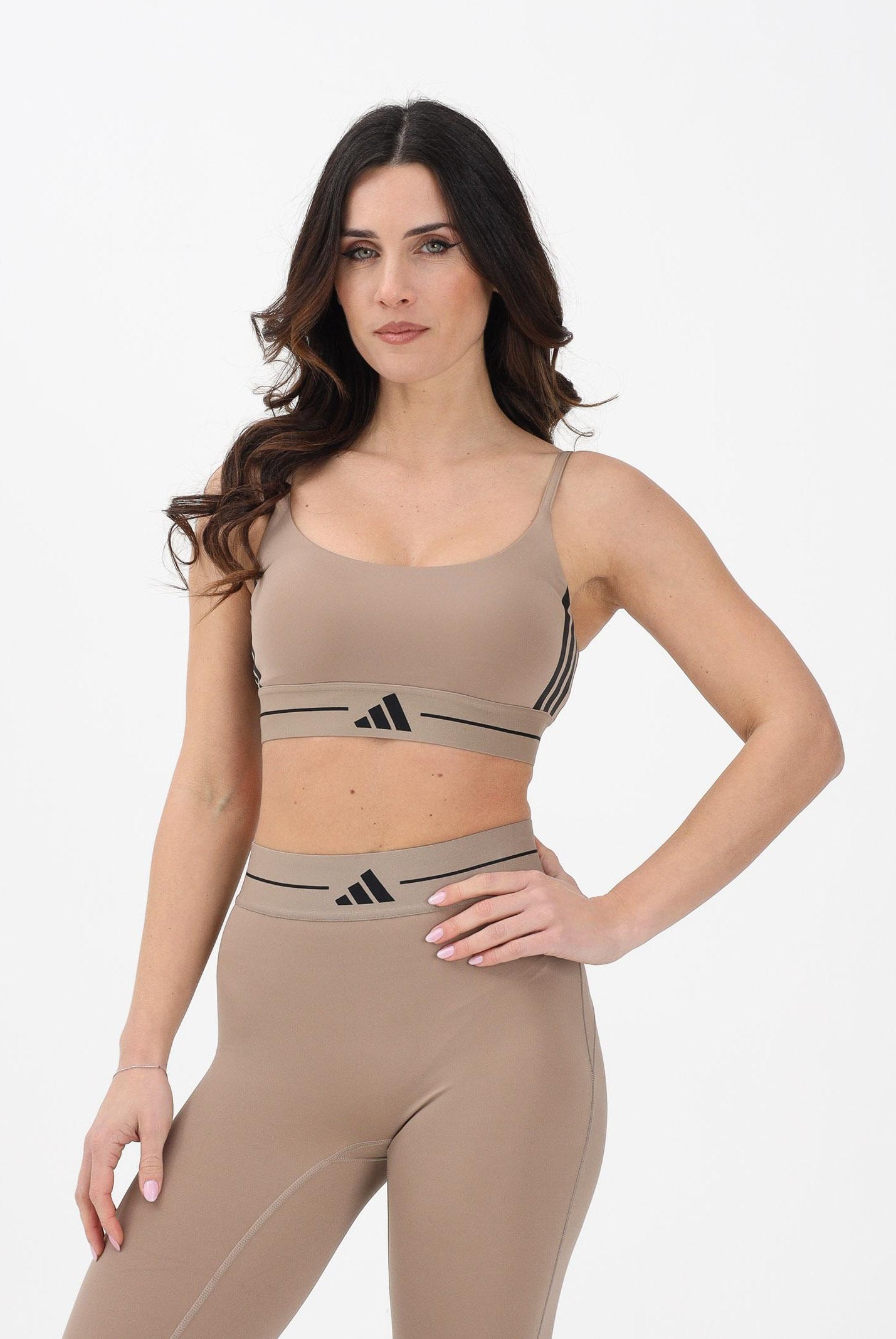 ADIDAS PERFORMANCE Top sportivo HYPERGLAM RIB beige da donna KQ5194 . ADIDAS PERFORMANCE