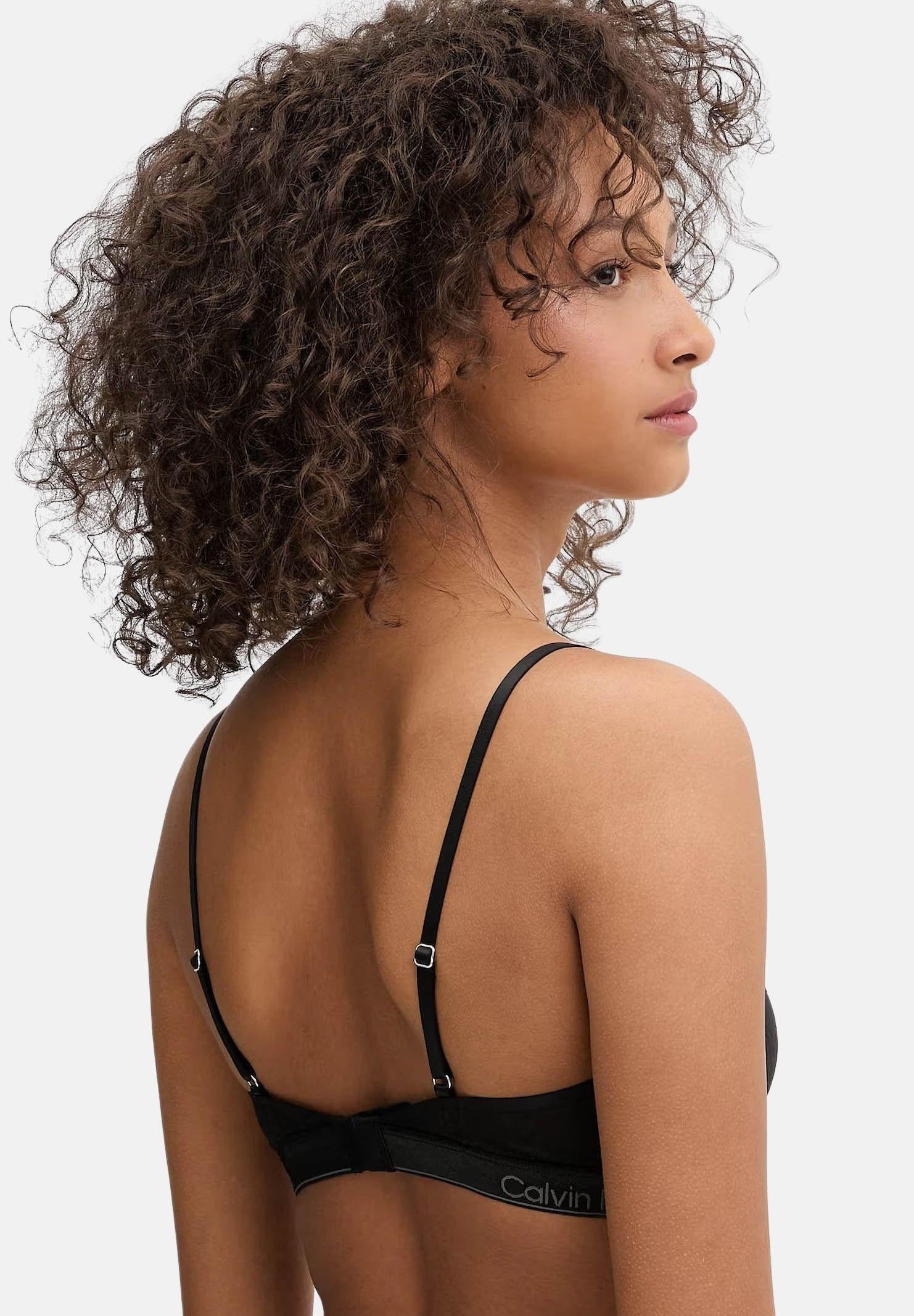 CALVIN KLEIN Bralette nera da donna semi-trasparente con logo LV00QF8871 UB1 CALVIN KLEIN