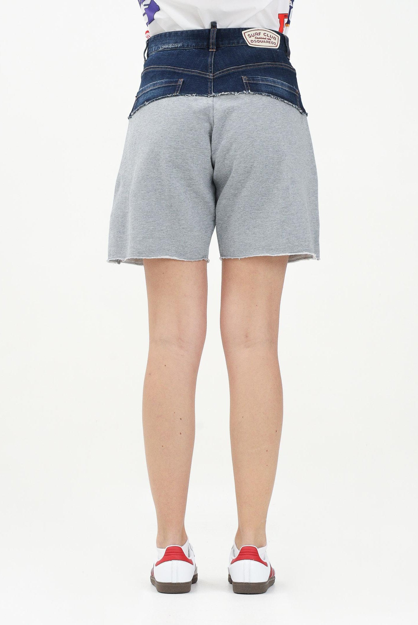 Bermuda in pile grigio e in denim per donna, ragazzi e bambini DQ2769D0ACI DQ937 DSQUARED2