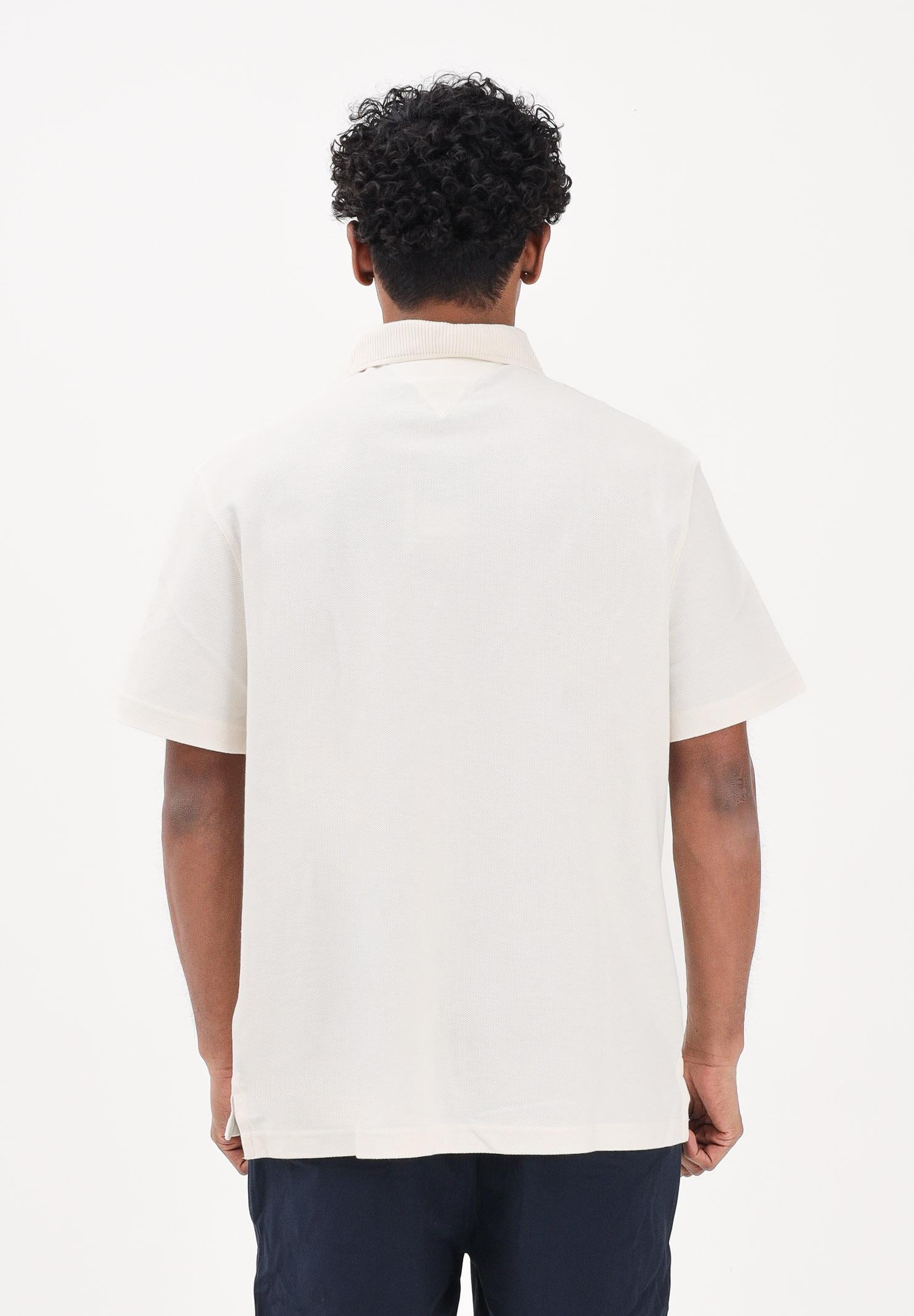 TOMMY HILFIGER Polo a manica corta panna da uomo con logo MW0MW42740 Z00 TOMMY HILFIGER