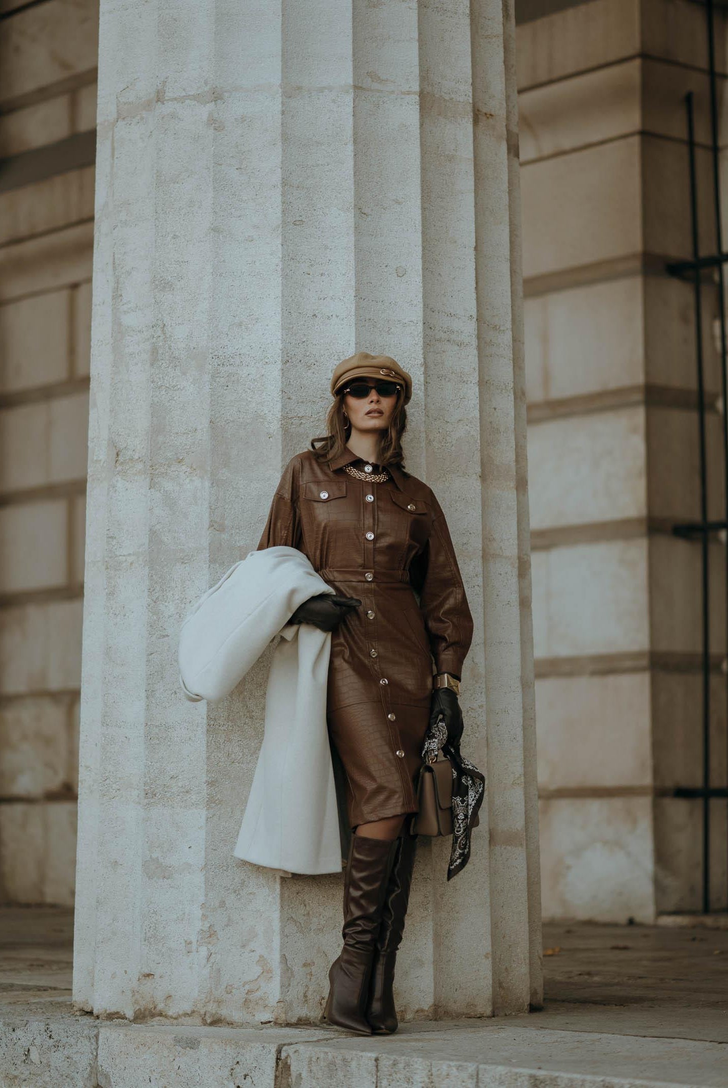 SANTAS Abito midi MYSTÈRE cuoio da donna PV2618 CU SANTAS