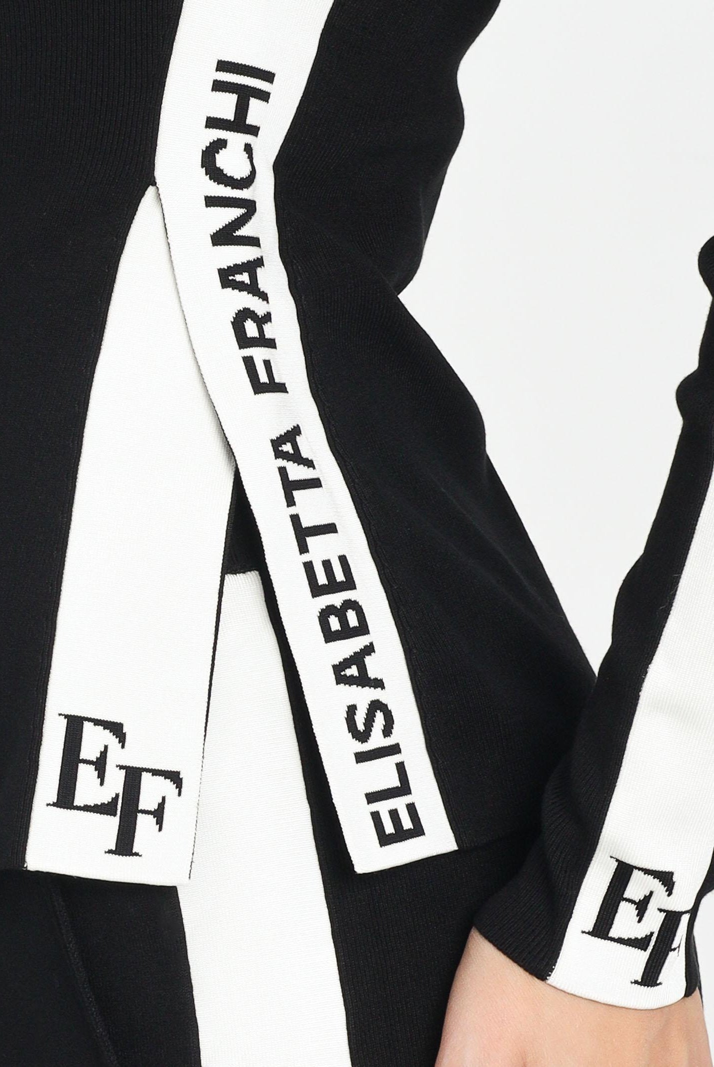 ELISABETTA FRANCHI Maglia a manica lunga nera da donna con bande lucide MK03S56E2 EF3 ELISABETTA FRANCHI